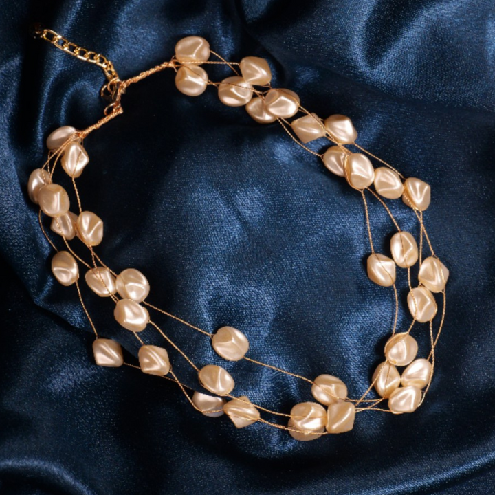 Elegant Multi-Strand Bracelet with Champagne Shell Pearls