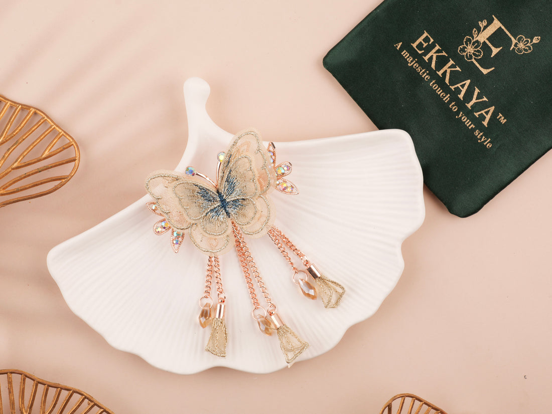 Korean Butterfly Dangle Claw – Whimsical Elegance for Your Hair