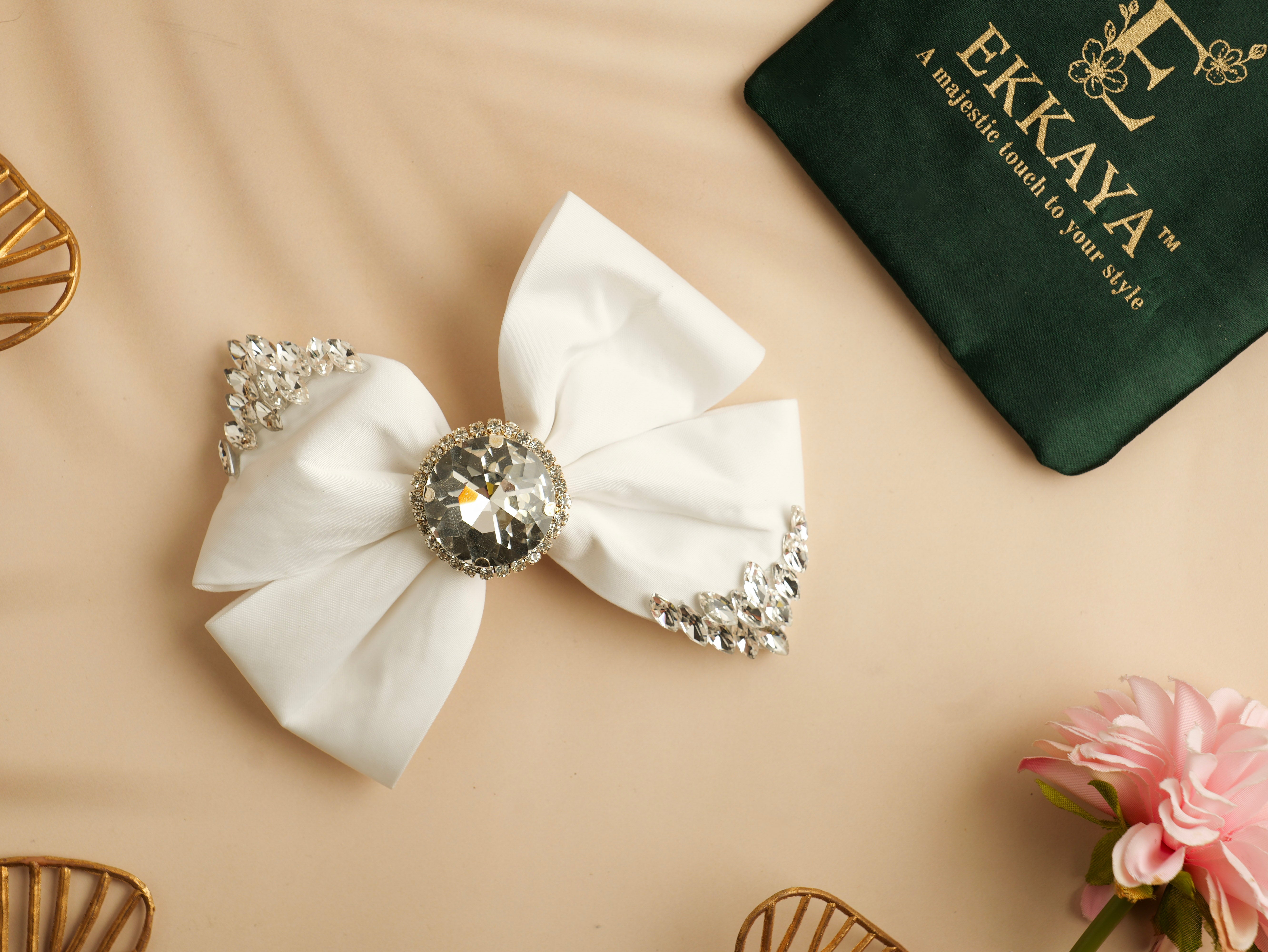 Crystal Grace Luxe Charm Bow | Elegant Sheer Hair Bow with Sparkling Crystal Accent | Premium Hair Accessory for Girls & Women