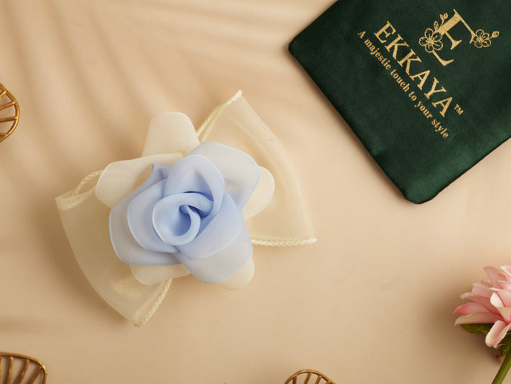 Petal Bloom Organza Bow | Elegant Floral-Inspired Hair Clip for Women & Girls | Lightweight Sheer Hair Accessory