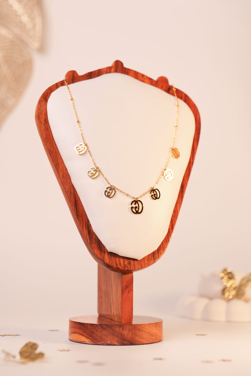 Elegant Gold Emblem Charm Neckchain | Minimalist Statement Necklace with Iconic Motif