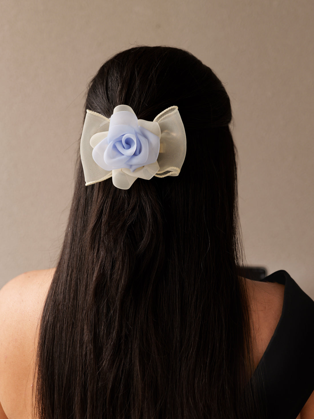 Petal Bloom Organza Bow | Elegant Floral-Inspired Hair Clip for Women & Girls | Lightweight Sheer Hair Accessory