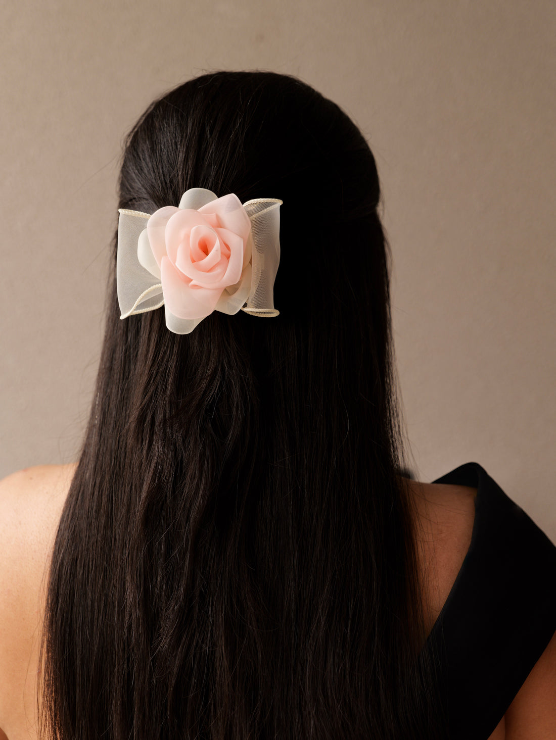 Petal Bloom Organza Bow | Elegant Floral-Inspired Hair Clip for Women & Girls | Lightweight Sheer Hair Accessory