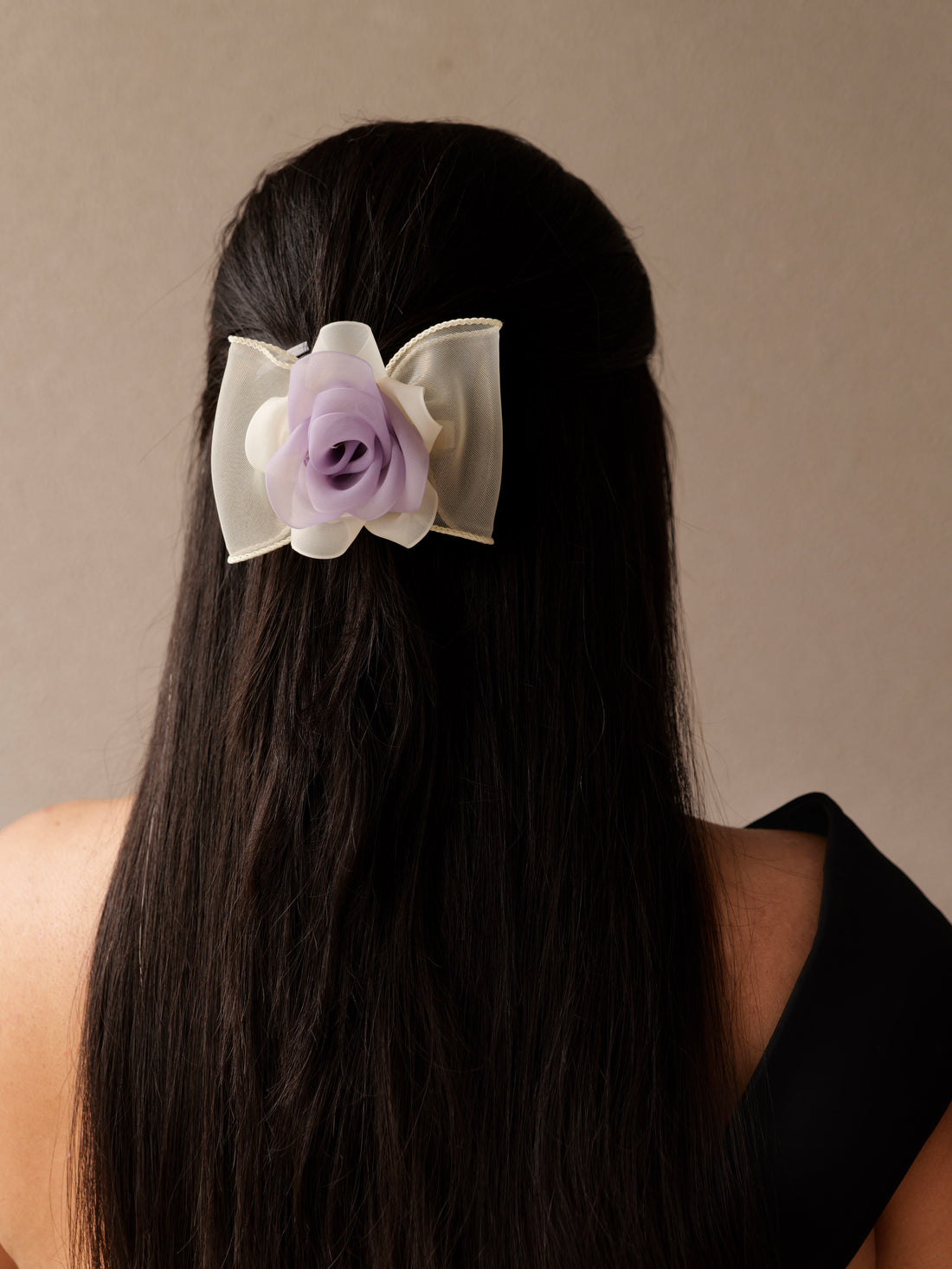 Petal Bloom Organza Bow | Elegant Floral-Inspired Hair Clip for Women & Girls | Lightweight Sheer Hair Accessory