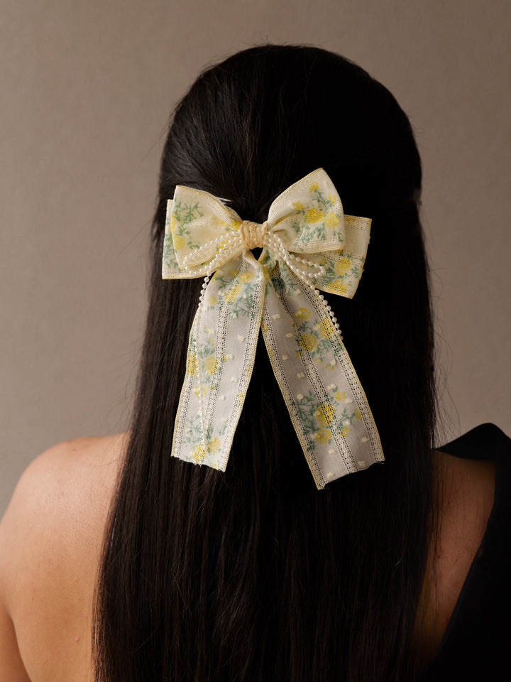 Vintage Garden Lace Bow | Elegant Victorian-Inspired Hair Accessory for Women & Girls | Retro Floral Hair Clip