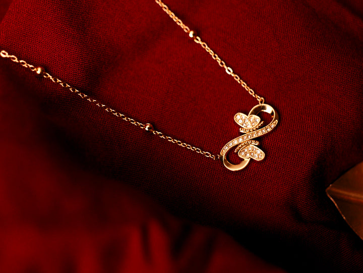 Golden Twin Heart Infinity Necklace ❤