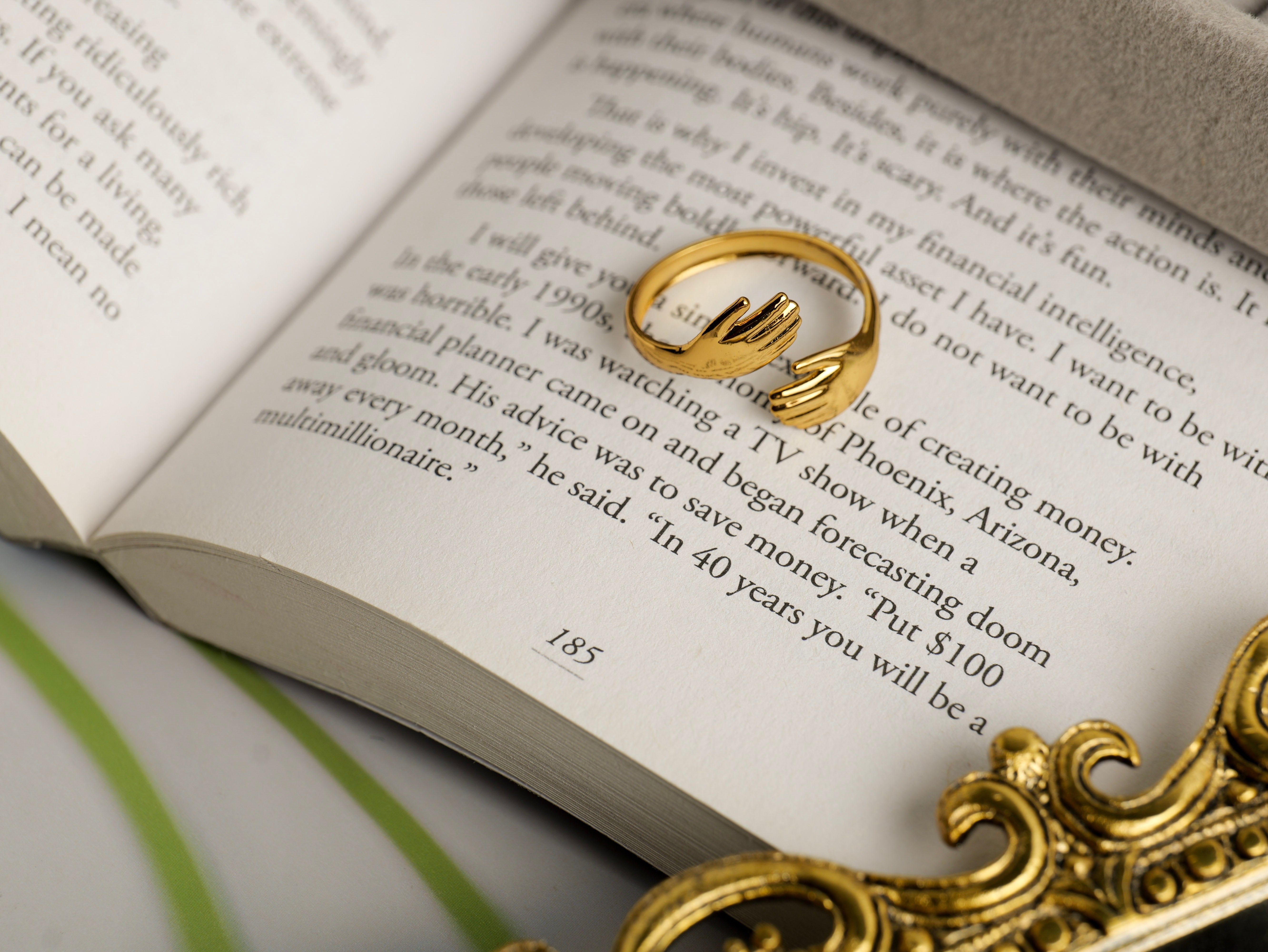 Gold Plated Hug Ring | Adjustable Brass Open Ring for Women & Girls