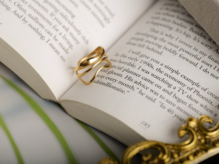 Gold-Plated Adjustable Finger Ring | Anti-Tarnish Stainless Steel Ring for Women & Girls