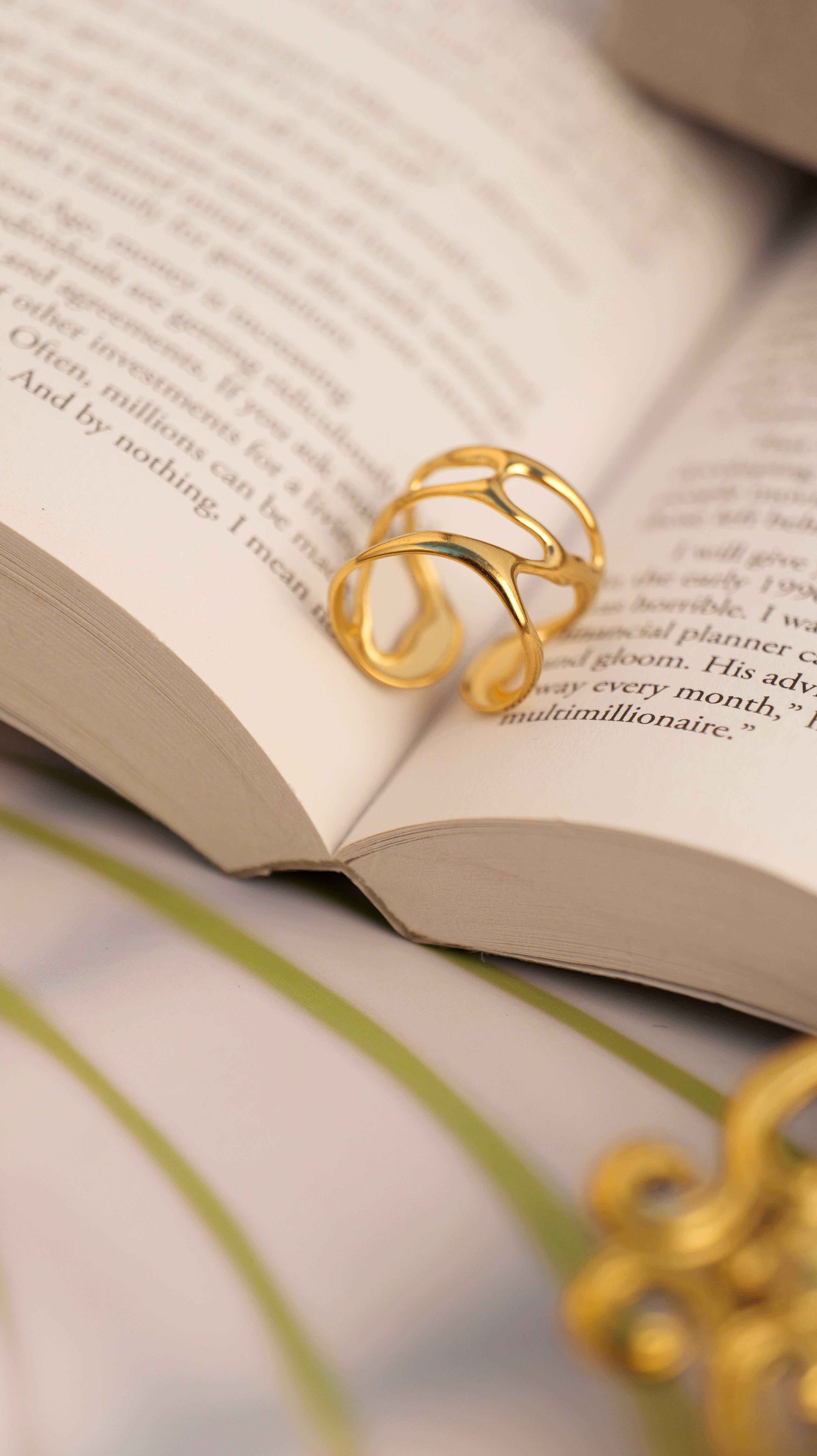 Classic Adjustable Ring | Anti-Tarnish Gold Plated Stainless Steel Finger Ring for Women & Girls