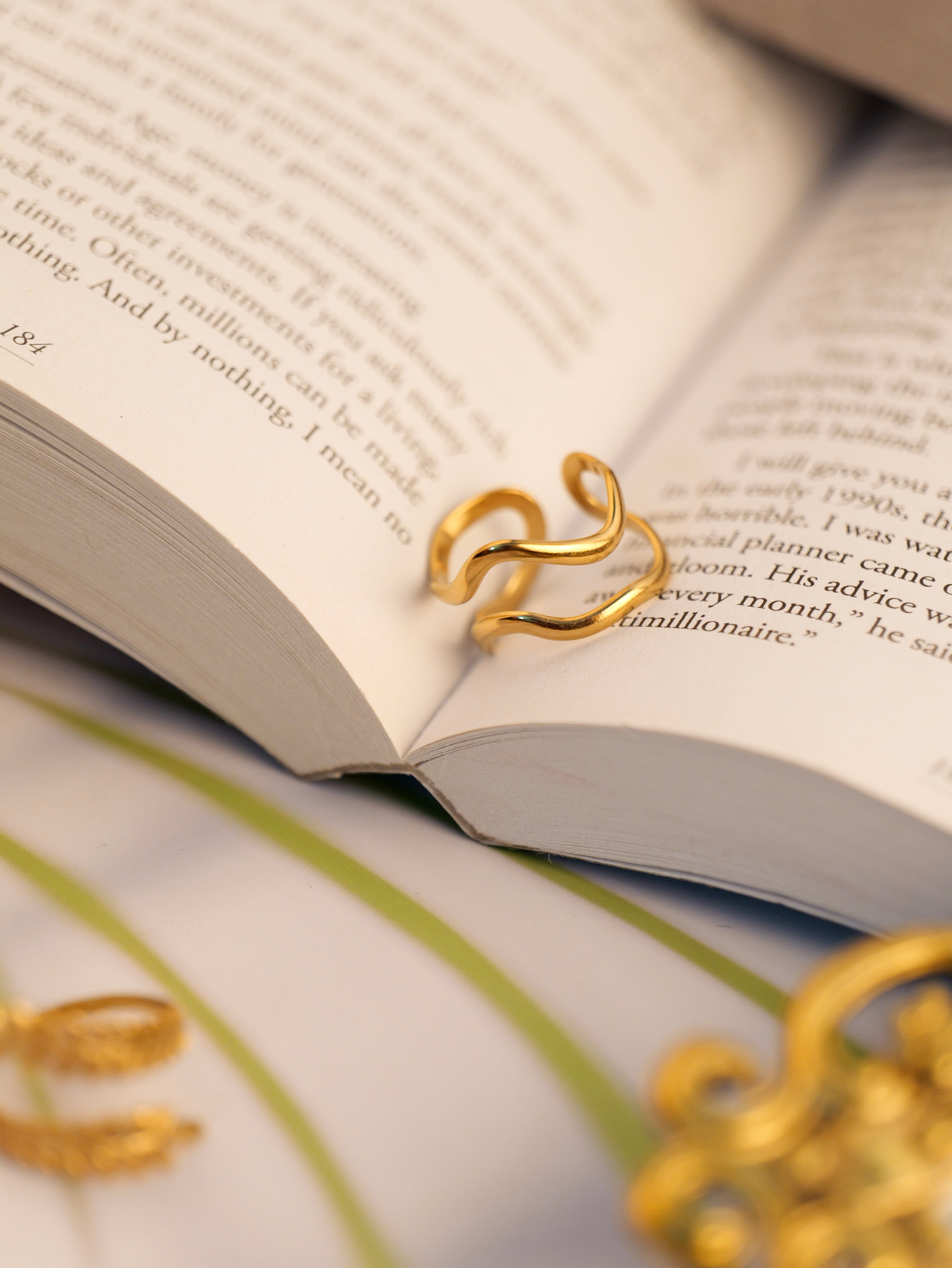 Minimalist Wrap Ring | Gold Plated Anti-Tarnish Adjustable Finger Ring for Women & Girls