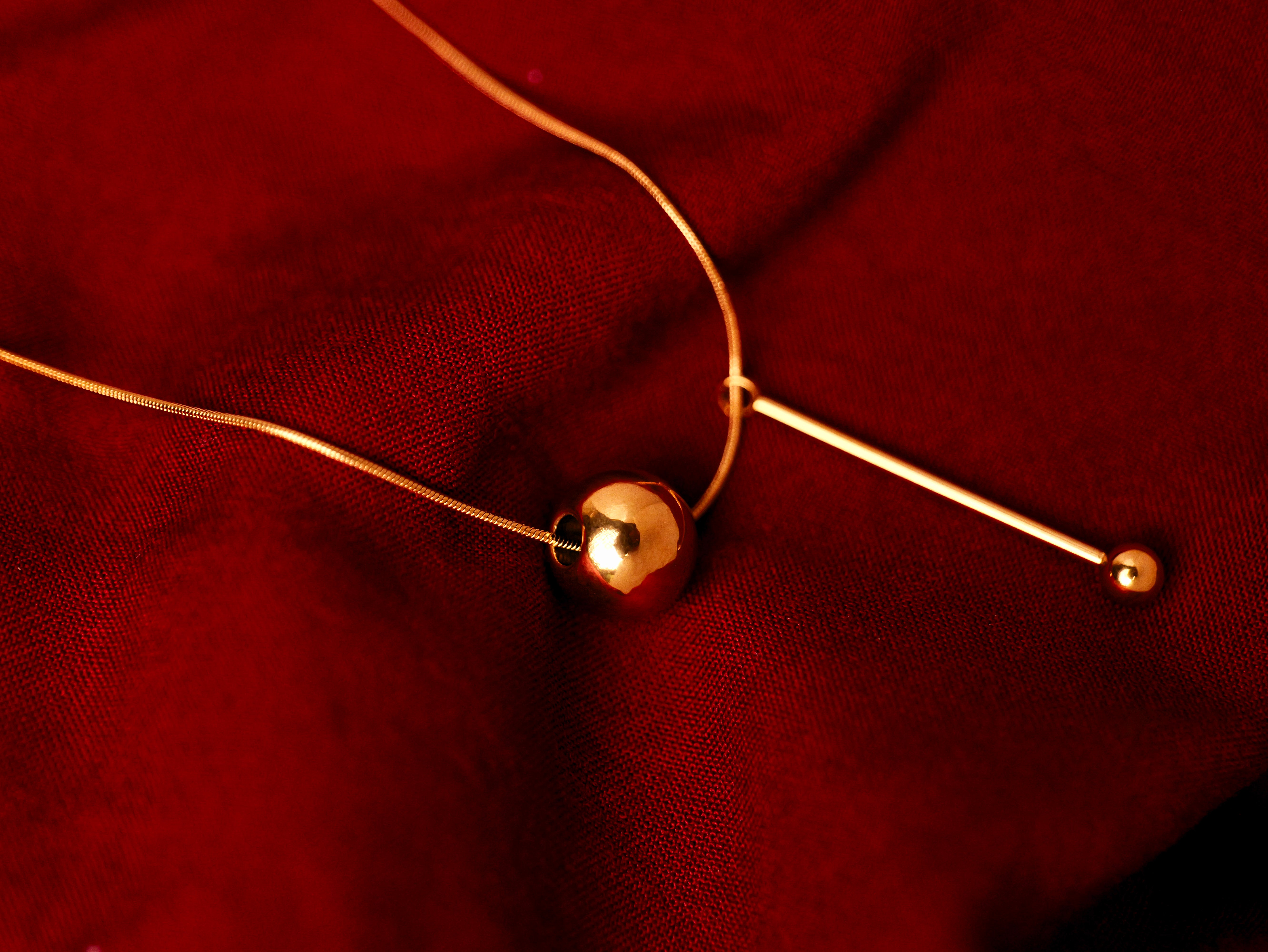 Golden Minimalist Bar & Bead Pendant Necklace