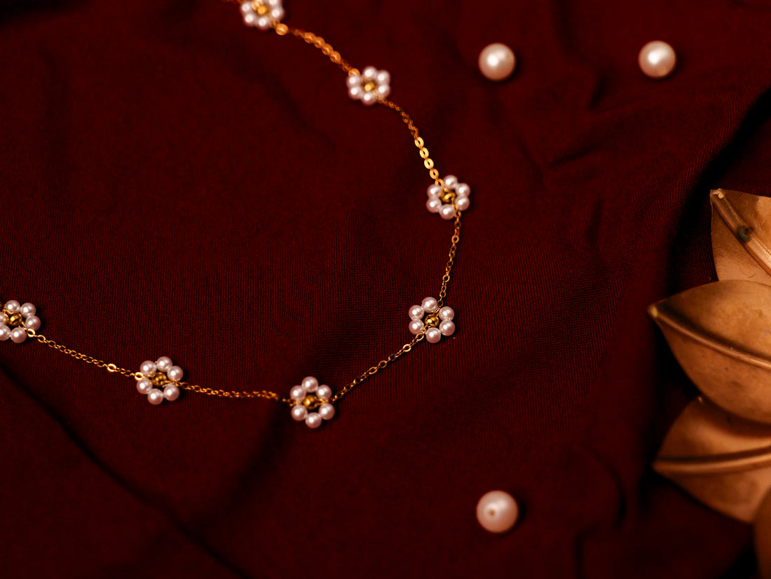 Pearl Blossom Gold-Toned Necklace