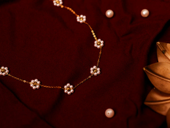 Pearl Blossom Gold-Toned Necklace