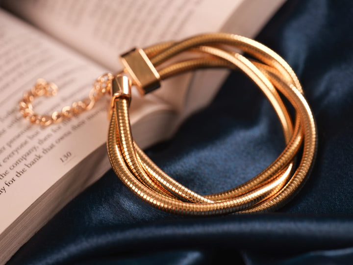Luxe Multi-Strand Gold Snake Chain Bracelet – Twisted Bold Statement Jewelry for Women