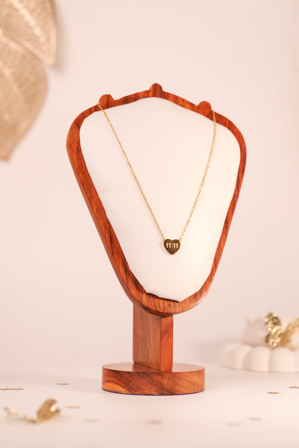 11:11 Heart Pendant Neckchain | Gold-Tone Wish Charm Necklace for Manifestation & Style