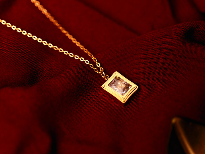 Luxe Square Crystal Pendant Necklace