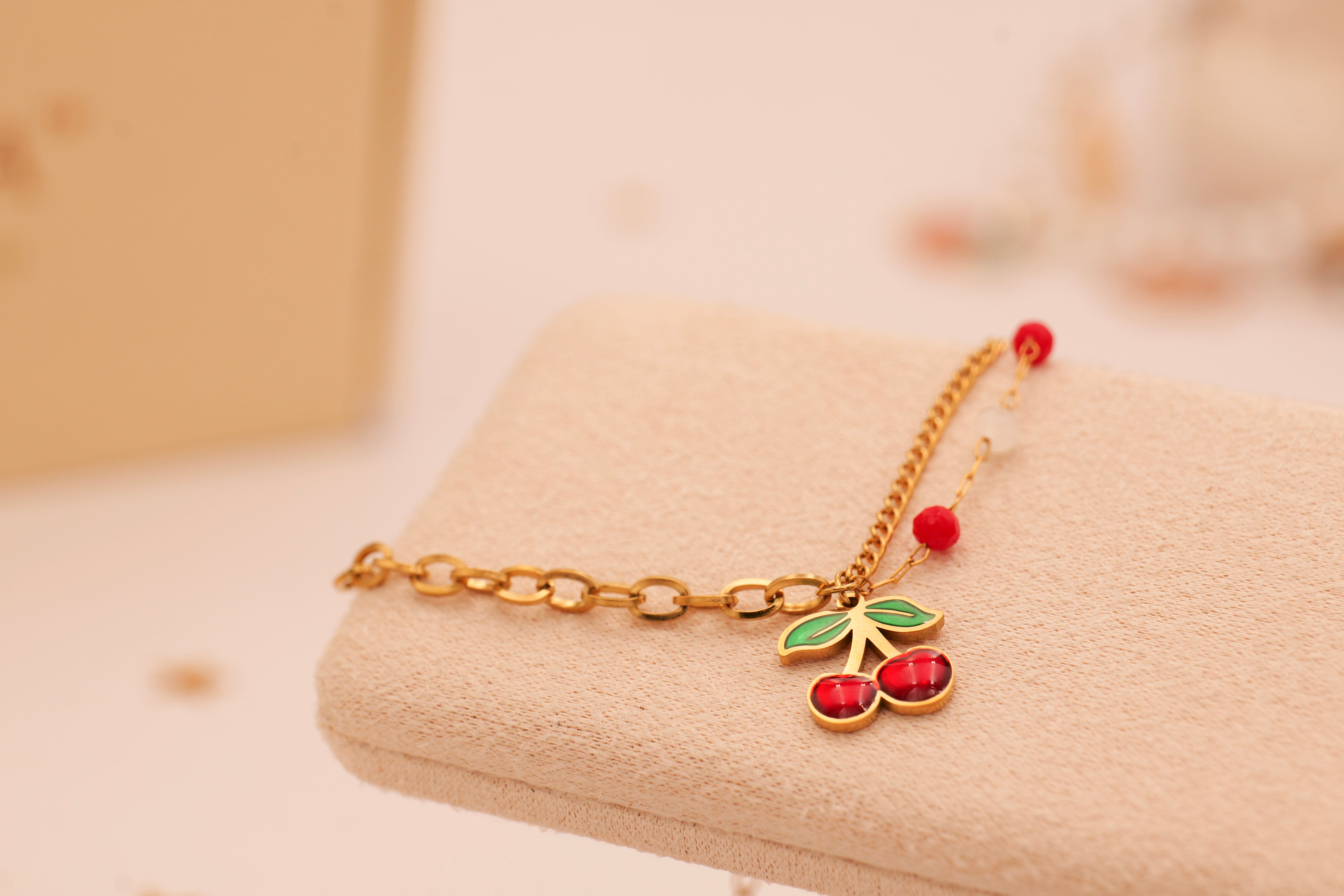 Cherry Charm Gold Bracelet