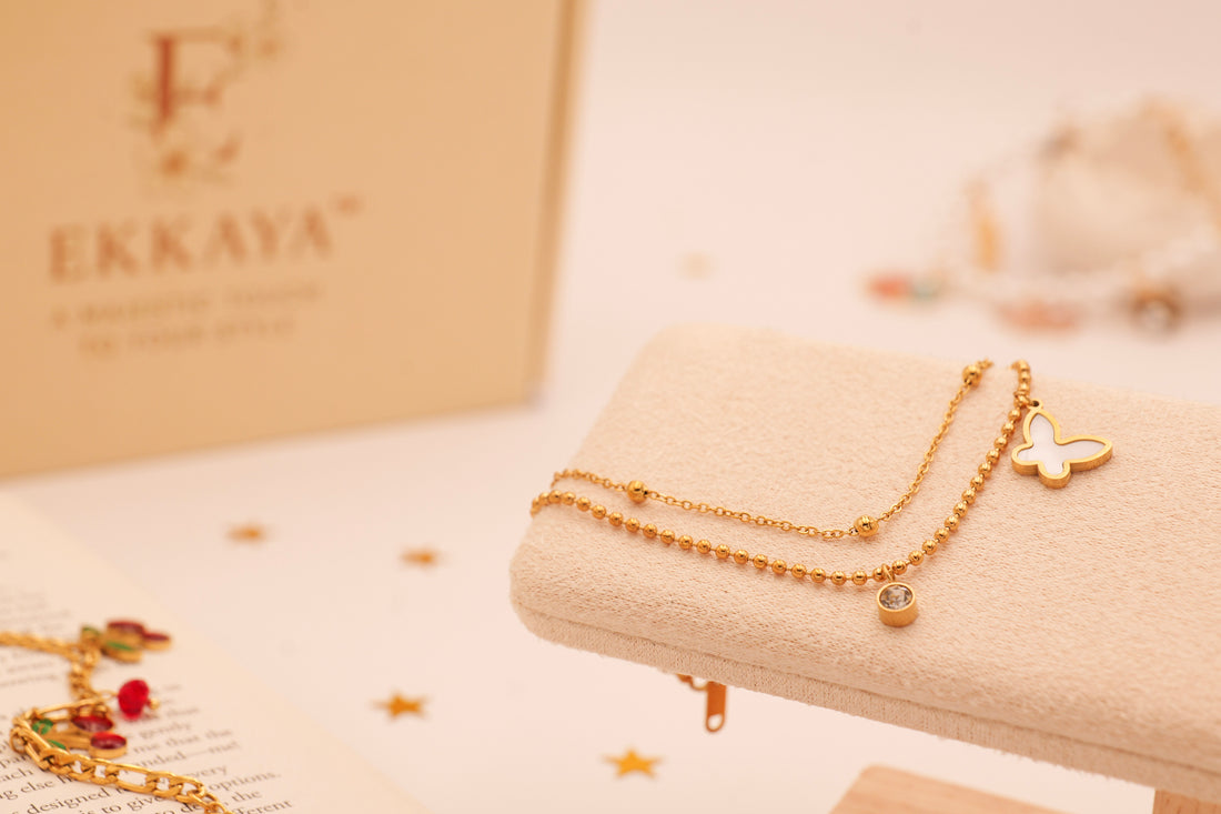 Butterfly Charm Double-Layer Bracelet