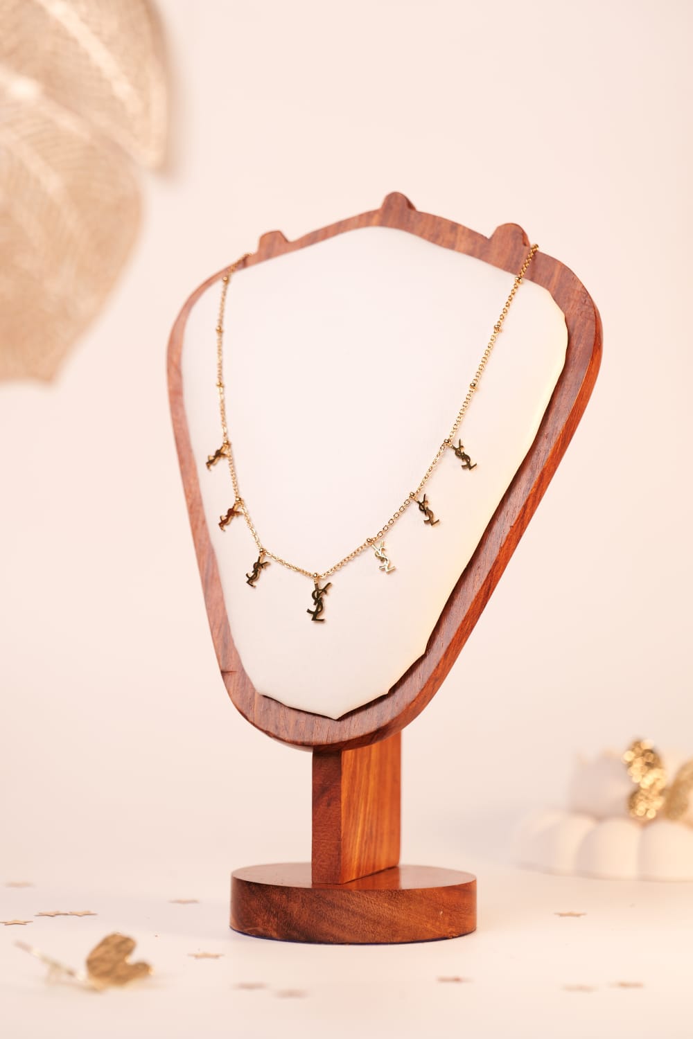 Elegant YSL-Inspired Emblem Neckchain | Minimalist Gold Letter Charm Necklace for Effortless Style