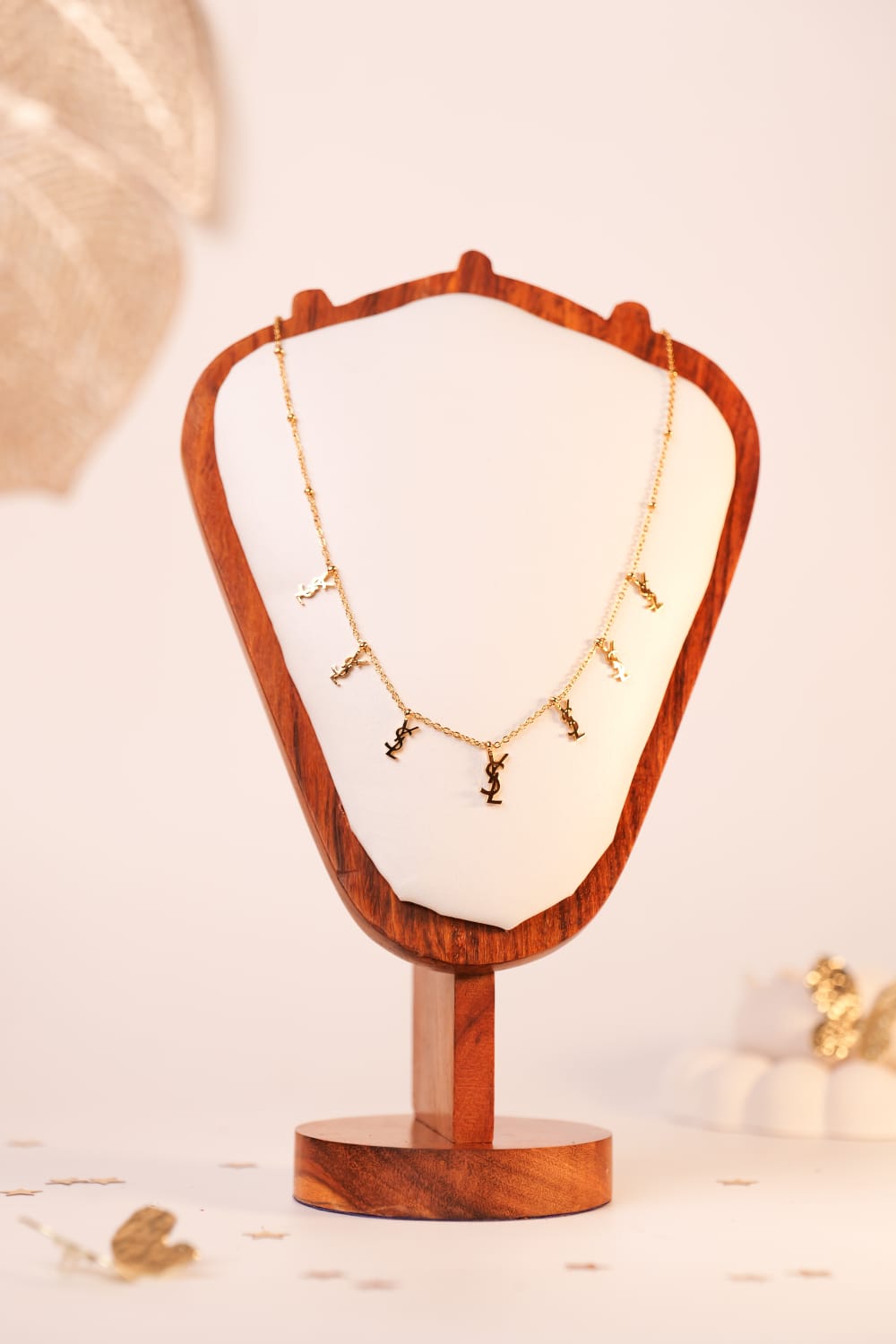 Elegant YSL-Inspired Emblem Neckchain | Minimalist Gold Letter Charm Necklace for Effortless Style