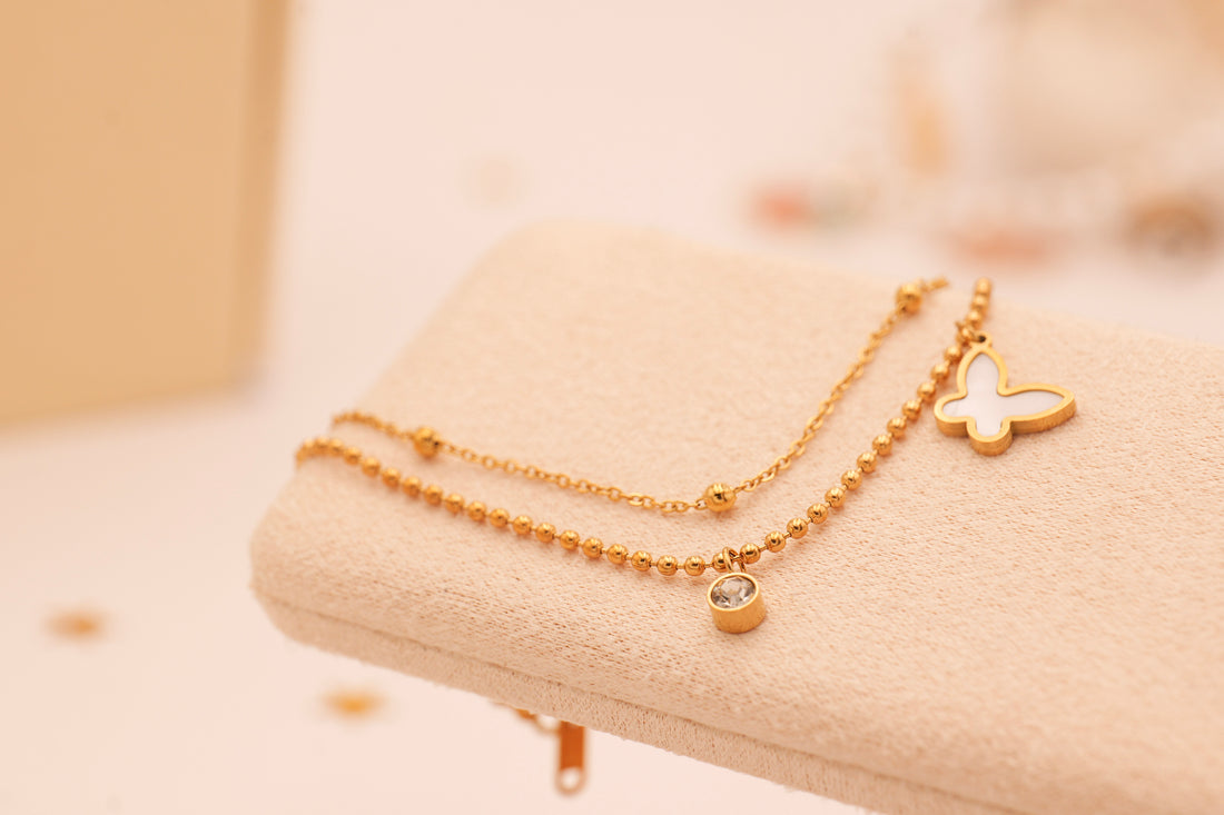 Butterfly Charm Double-Layer Bracelet