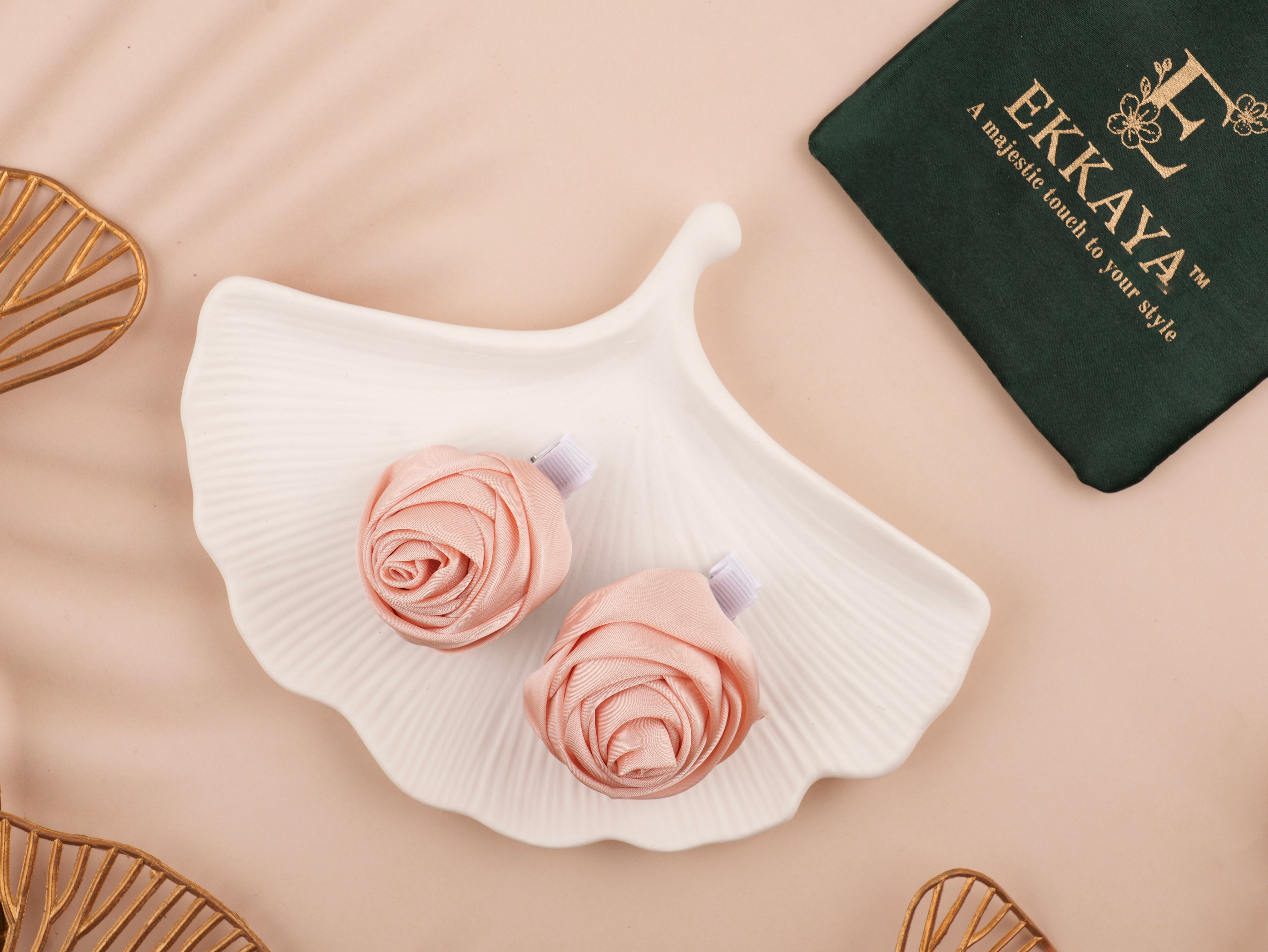 Rosebud Satin Hair Clip Set | Elegant Floral Hair Accessories for Women & Girls | Pack of 2