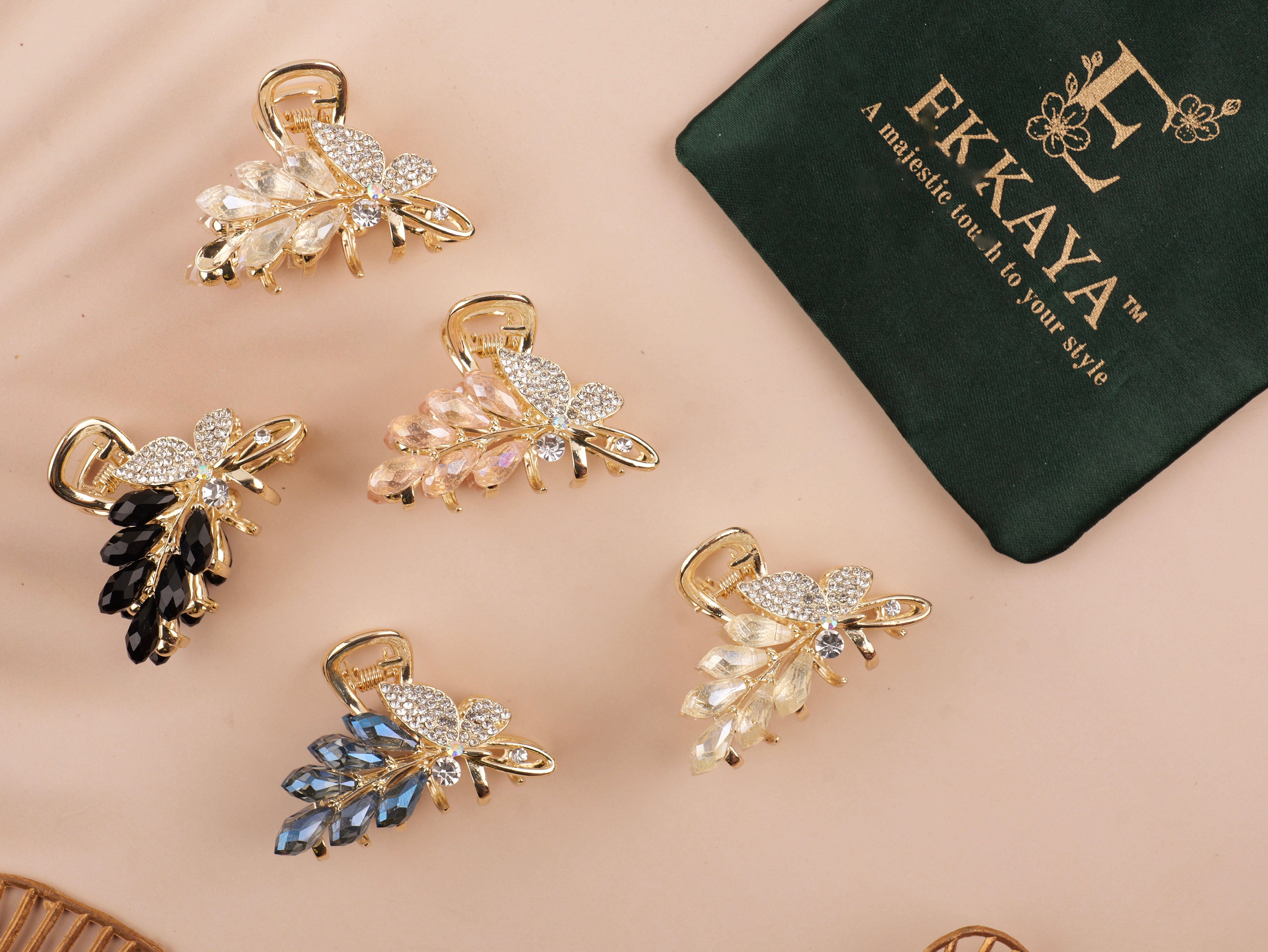 Premium Royale Gem Butterfly Claw | Statement Crystal‑Studded Hair Clip | Luxe Hold for Women & Girls