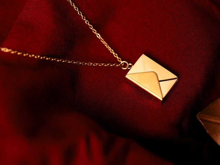 Golden Love Letter Envelope Necklace