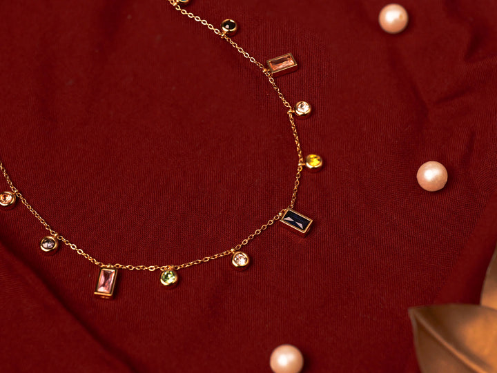 Multicolor Gemstone Drop Necklace