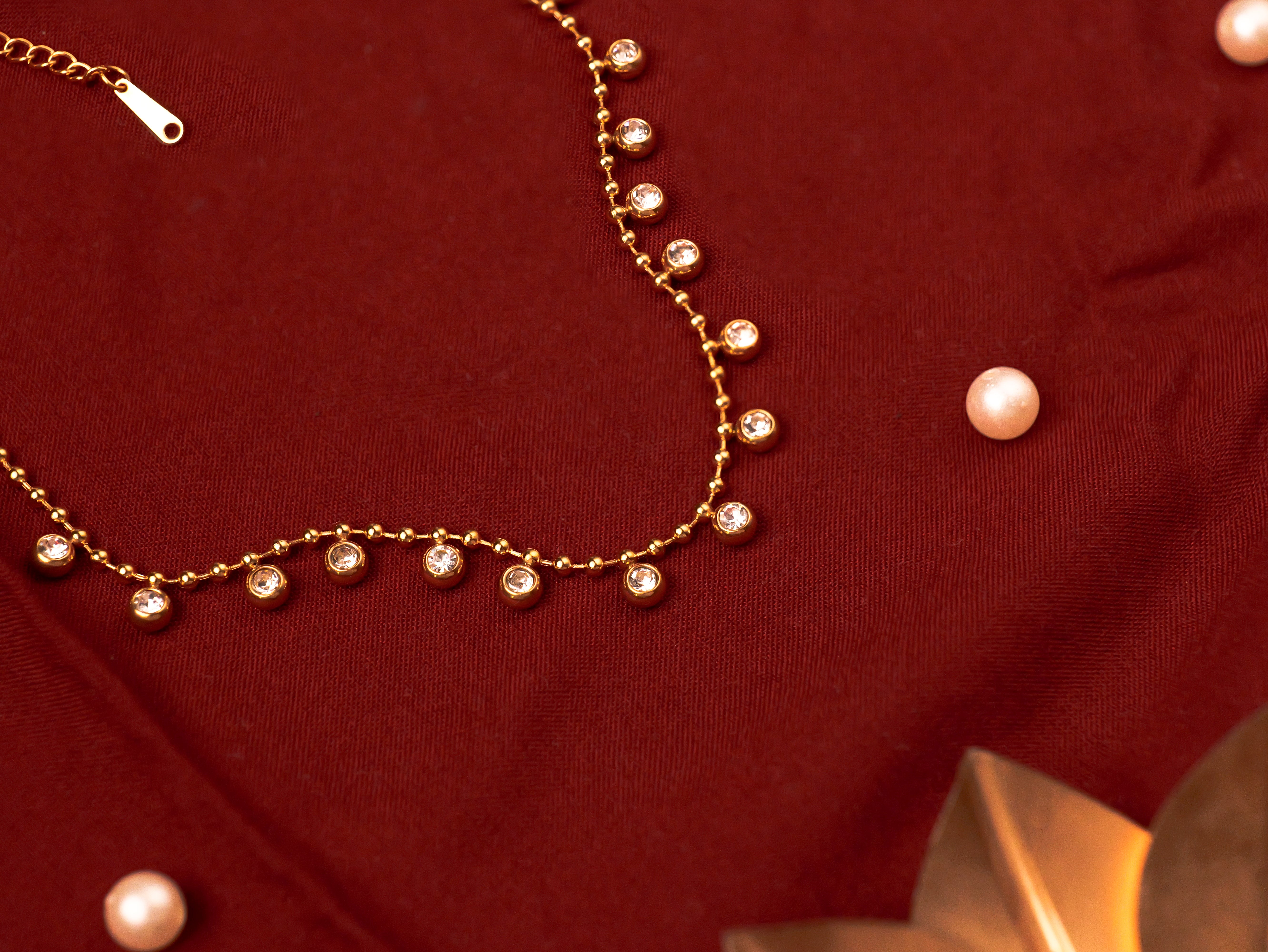 Gold Crystal Drop Necklace