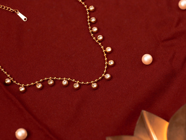 Gold Crystal Drop Necklace