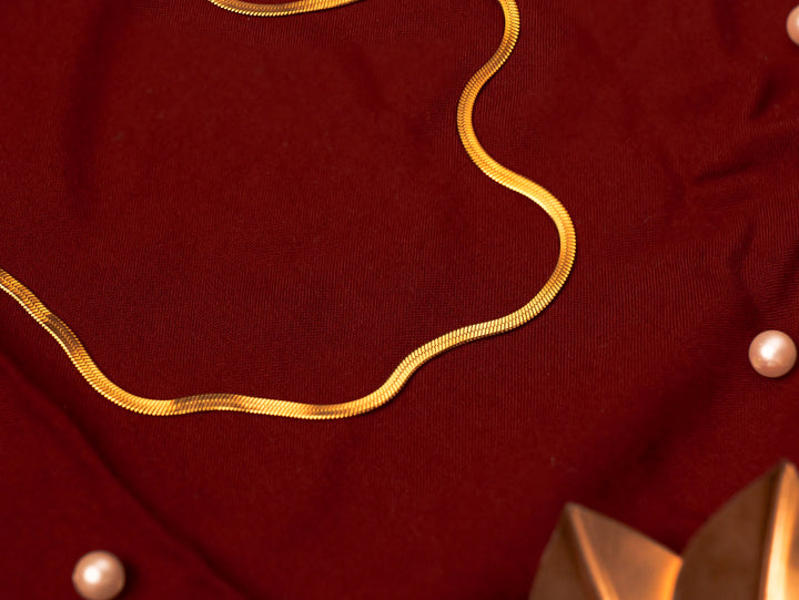 Sleek Gold Flat Snake Chain Necklace