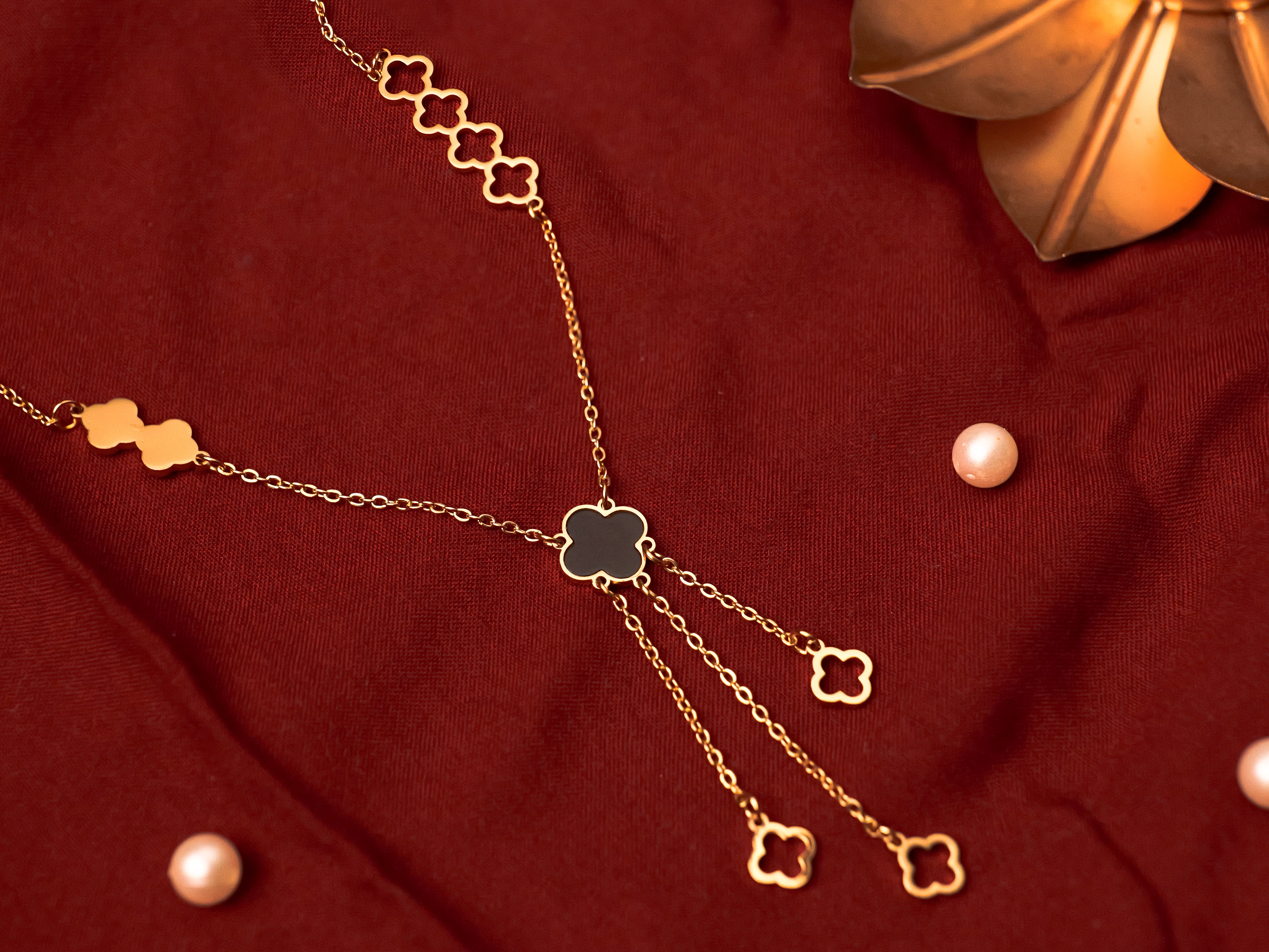 Clover Charm Layered Gold Necklace