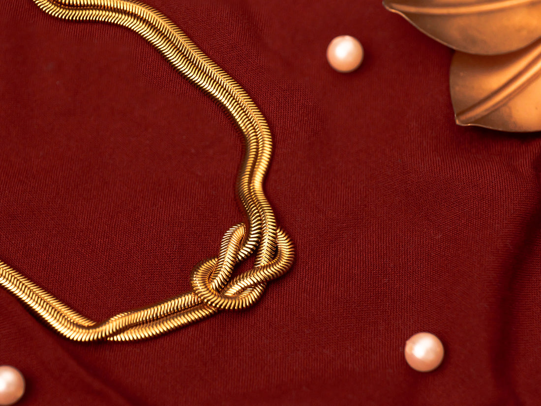 Elegant Gold Herringbone Chain Necklace
