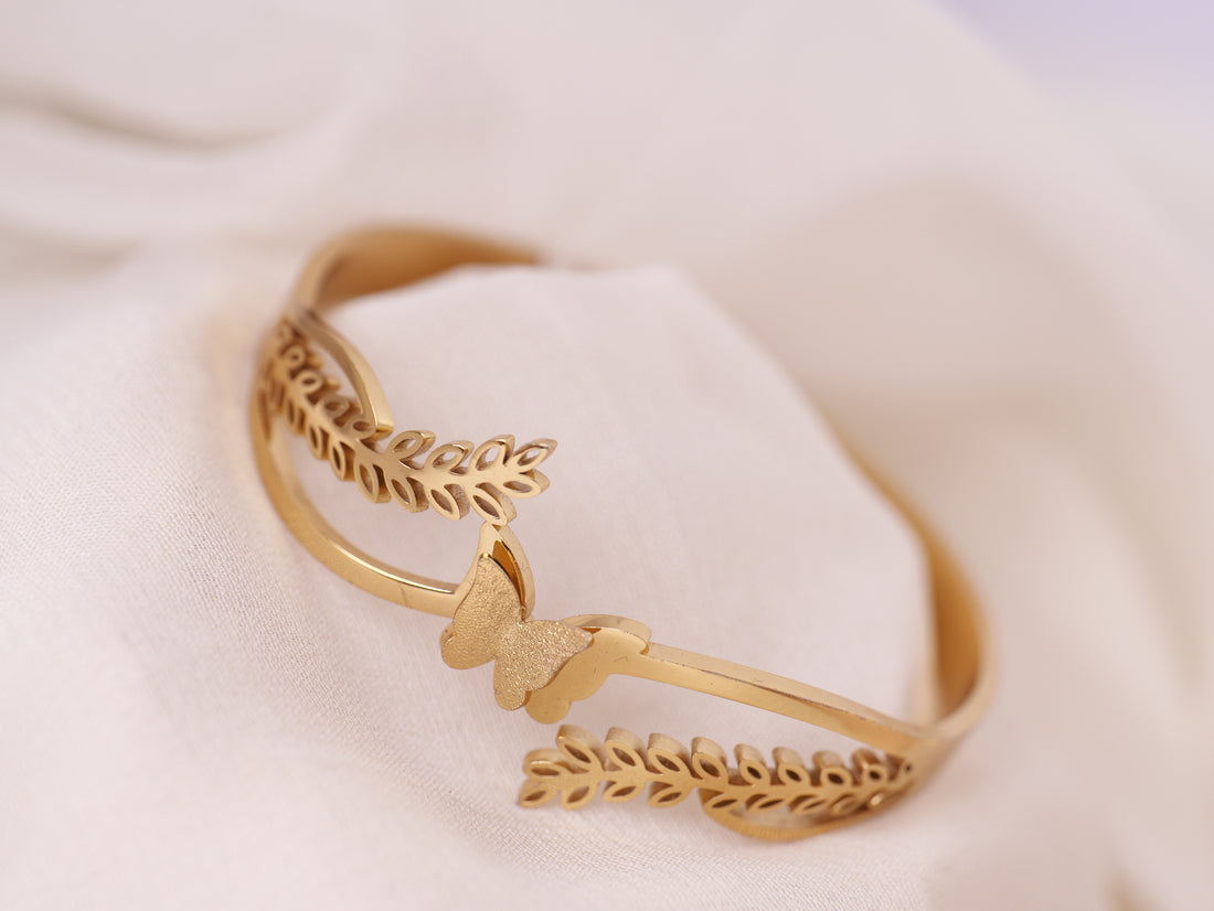 Butterfly Leaf Open Bracelet