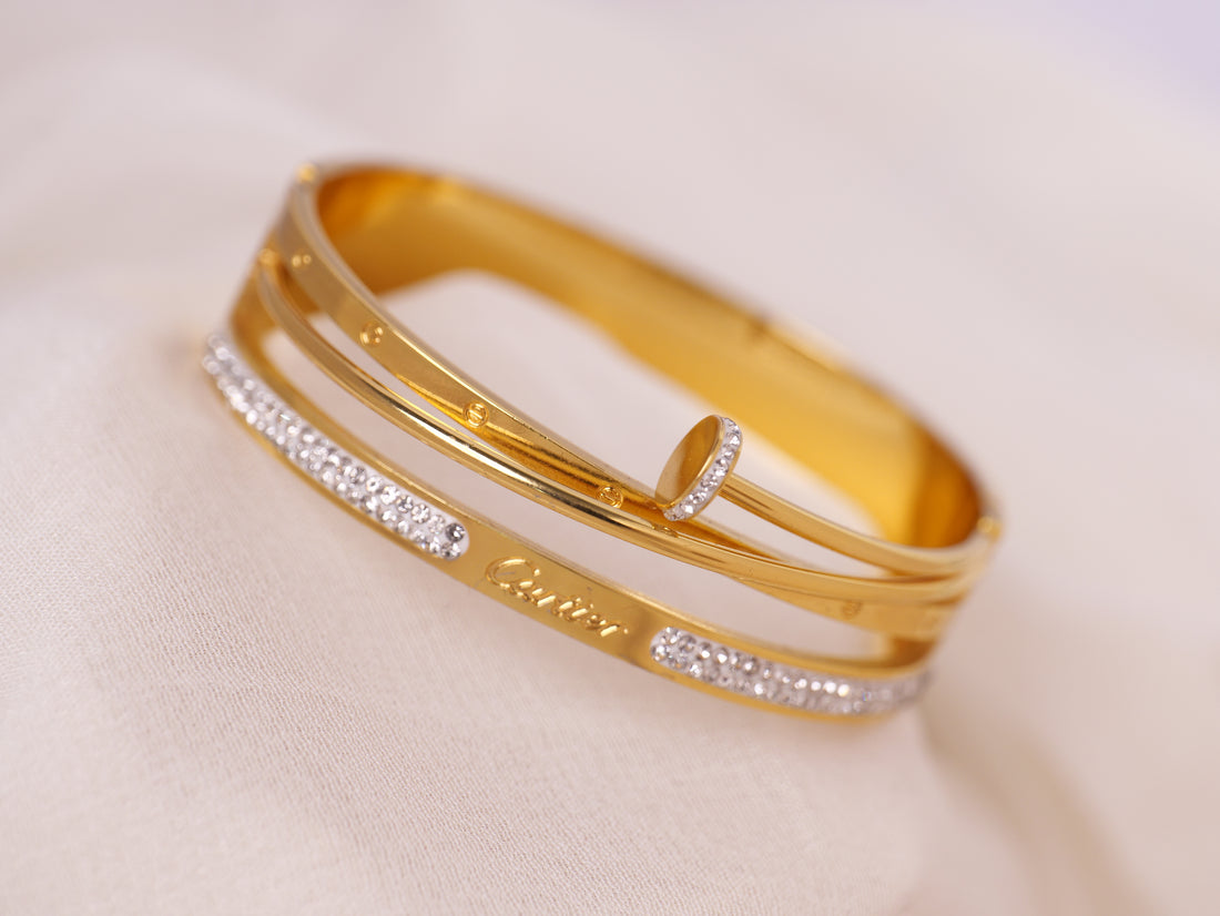 Luxury Gold Bangle with Crystal Accents