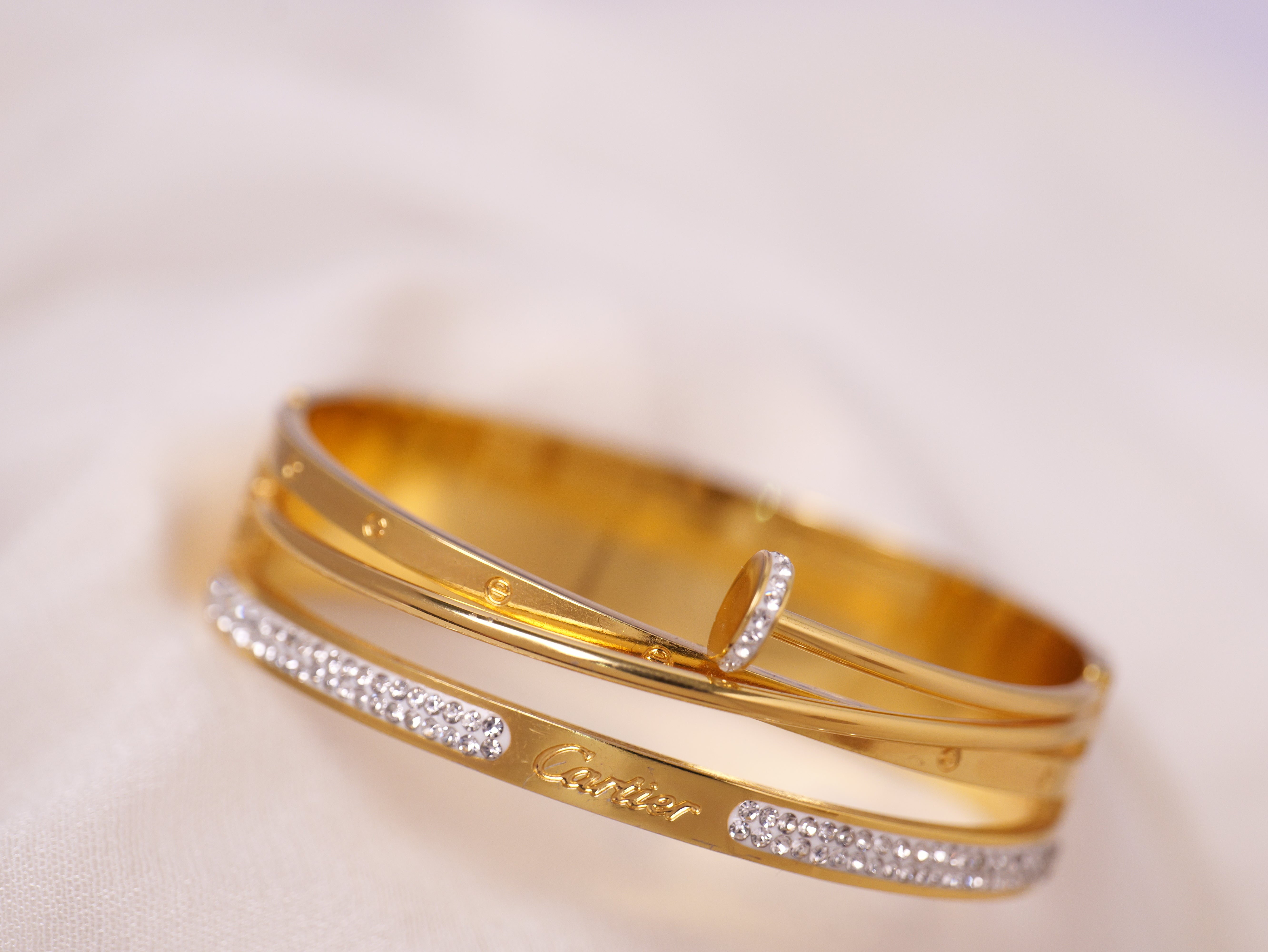 Luxury Gold Bangle with Crystal Accents
