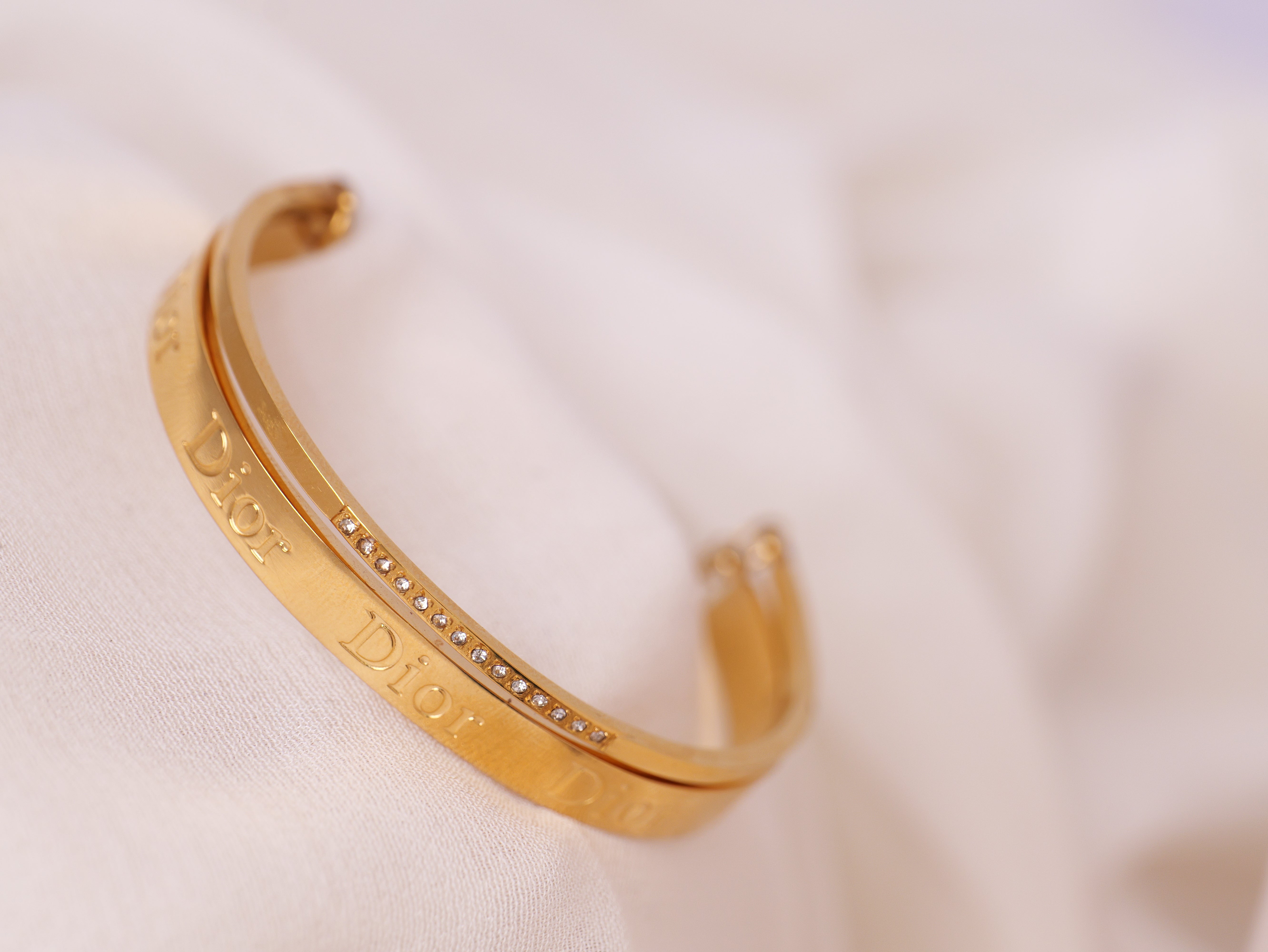 Elegant Gold “Dior” Engraved Bangle