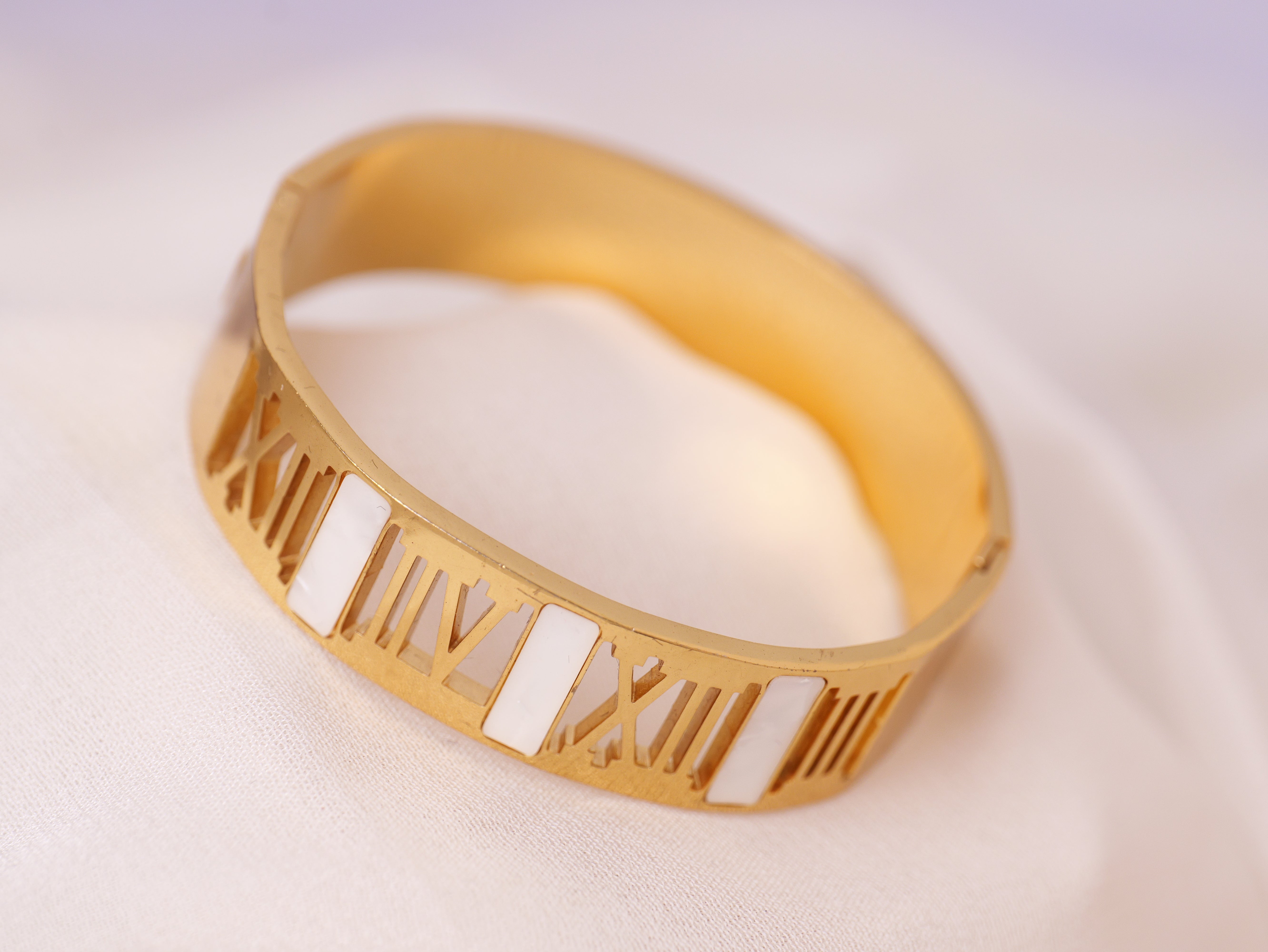 Roman Numeral Gold Bangle
