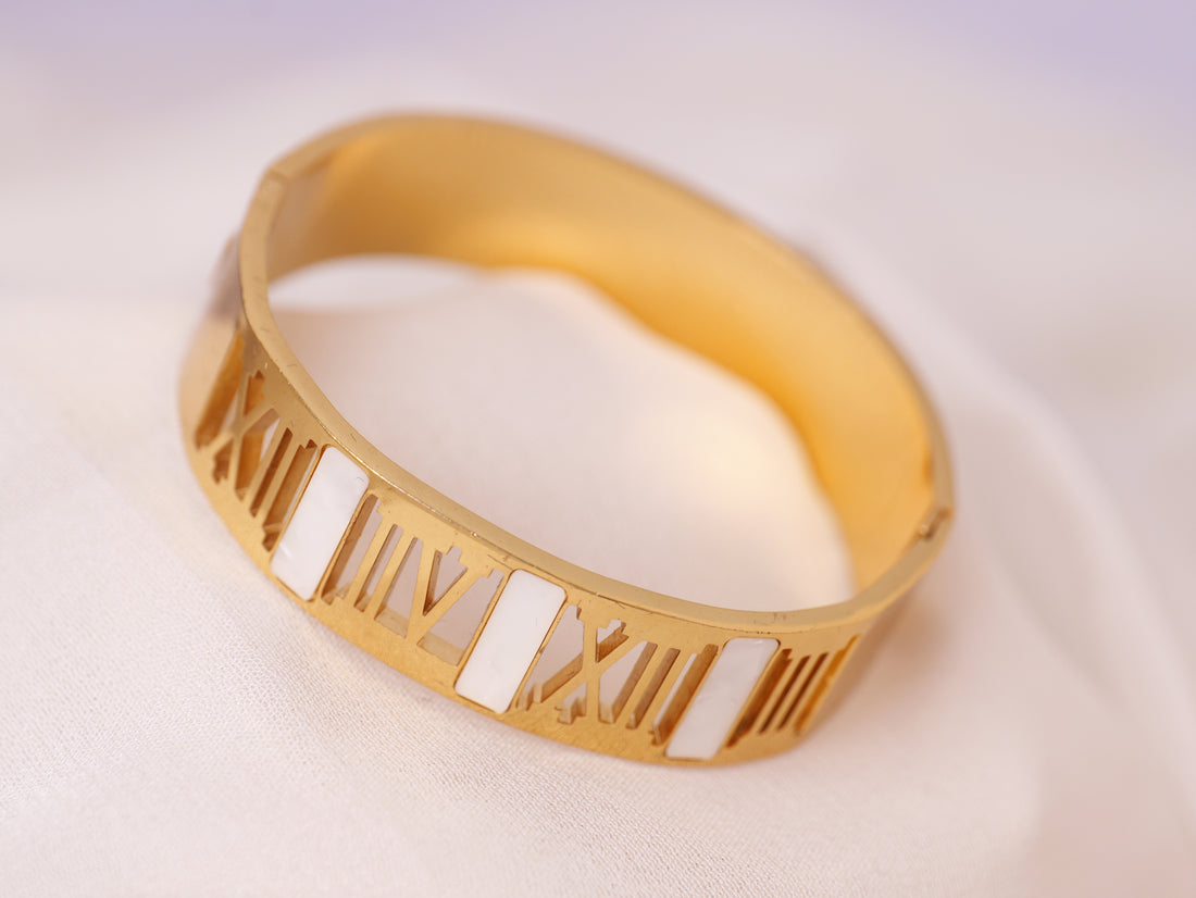 Roman Numeral Gold Bangle