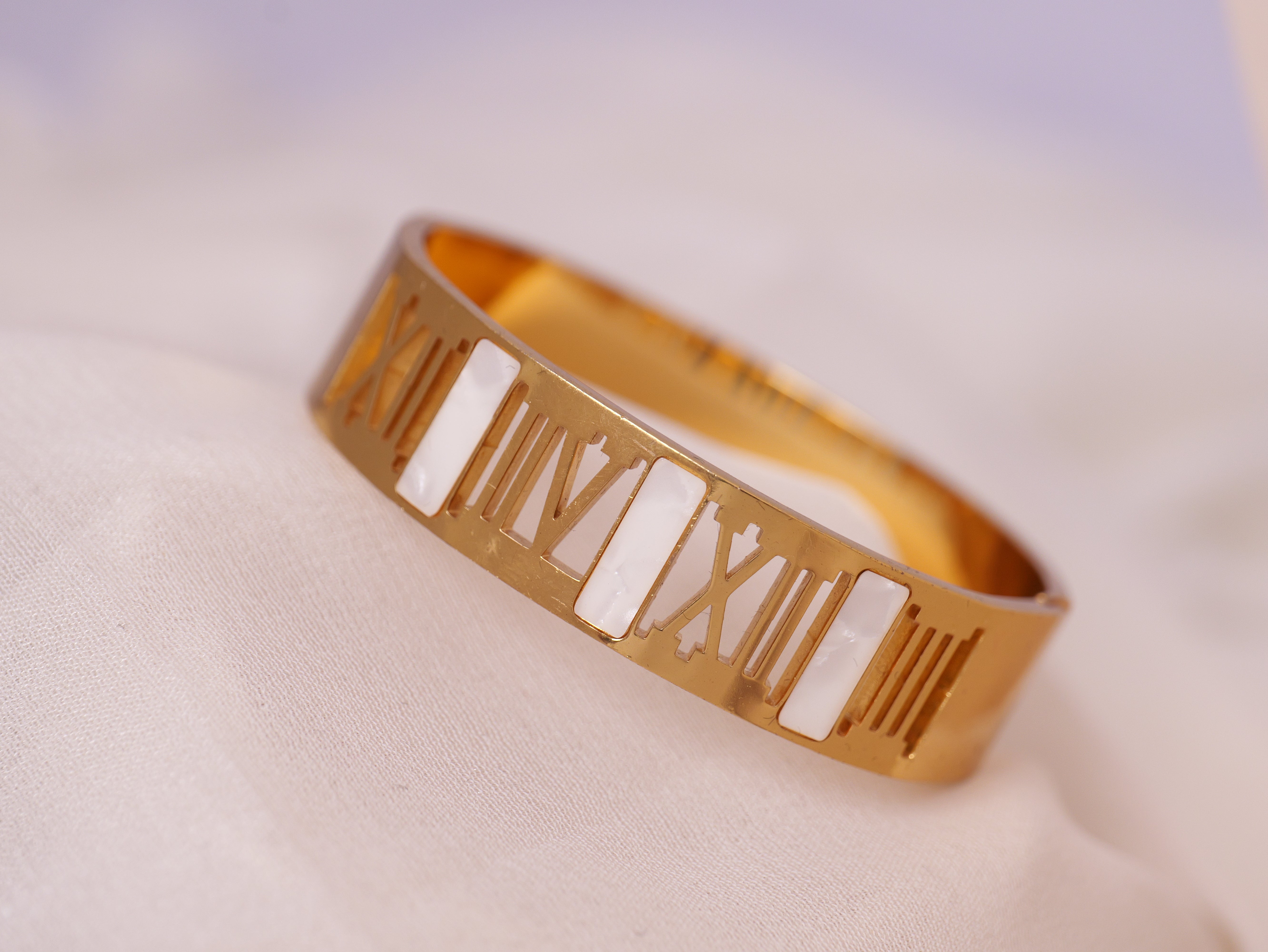 Roman Numeral Gold Bangle