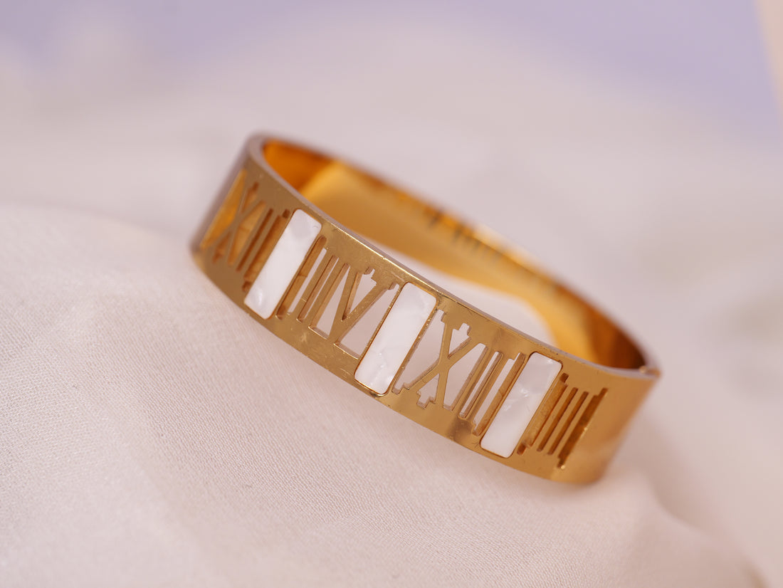 Roman Numeral Gold Bangle