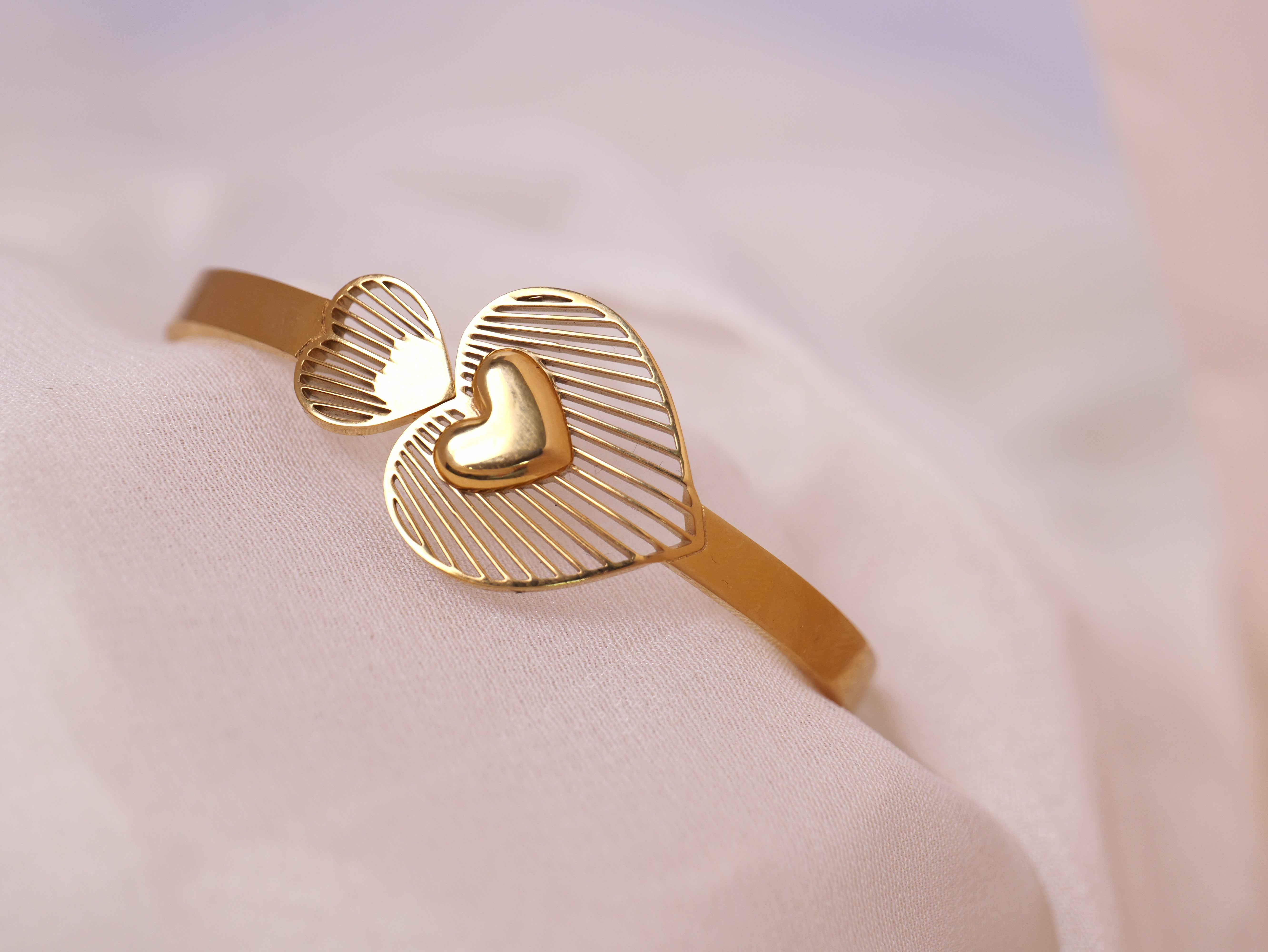 Double Heart Gold Bracelet