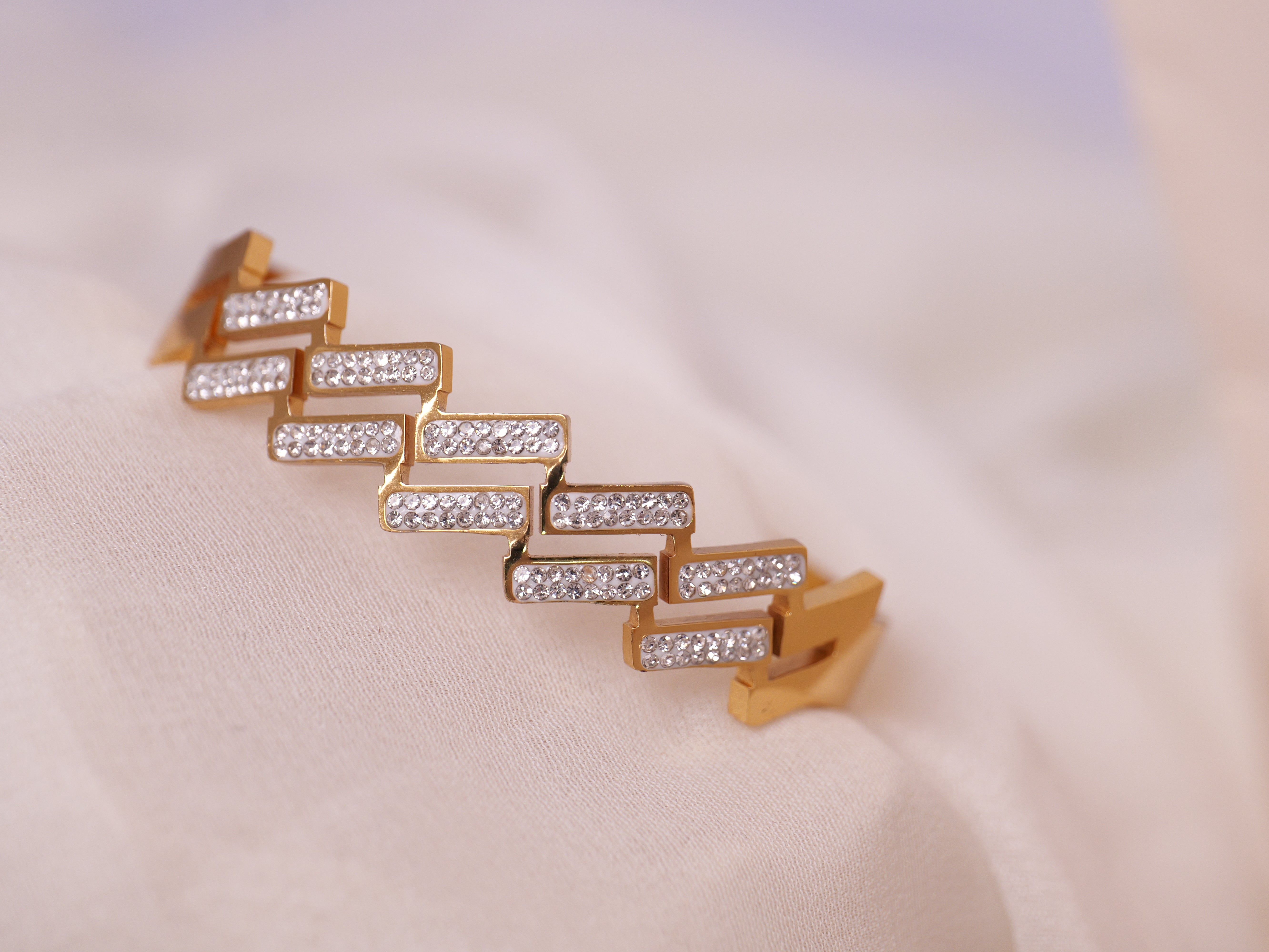 Geometric Diamond Gold Bracelet