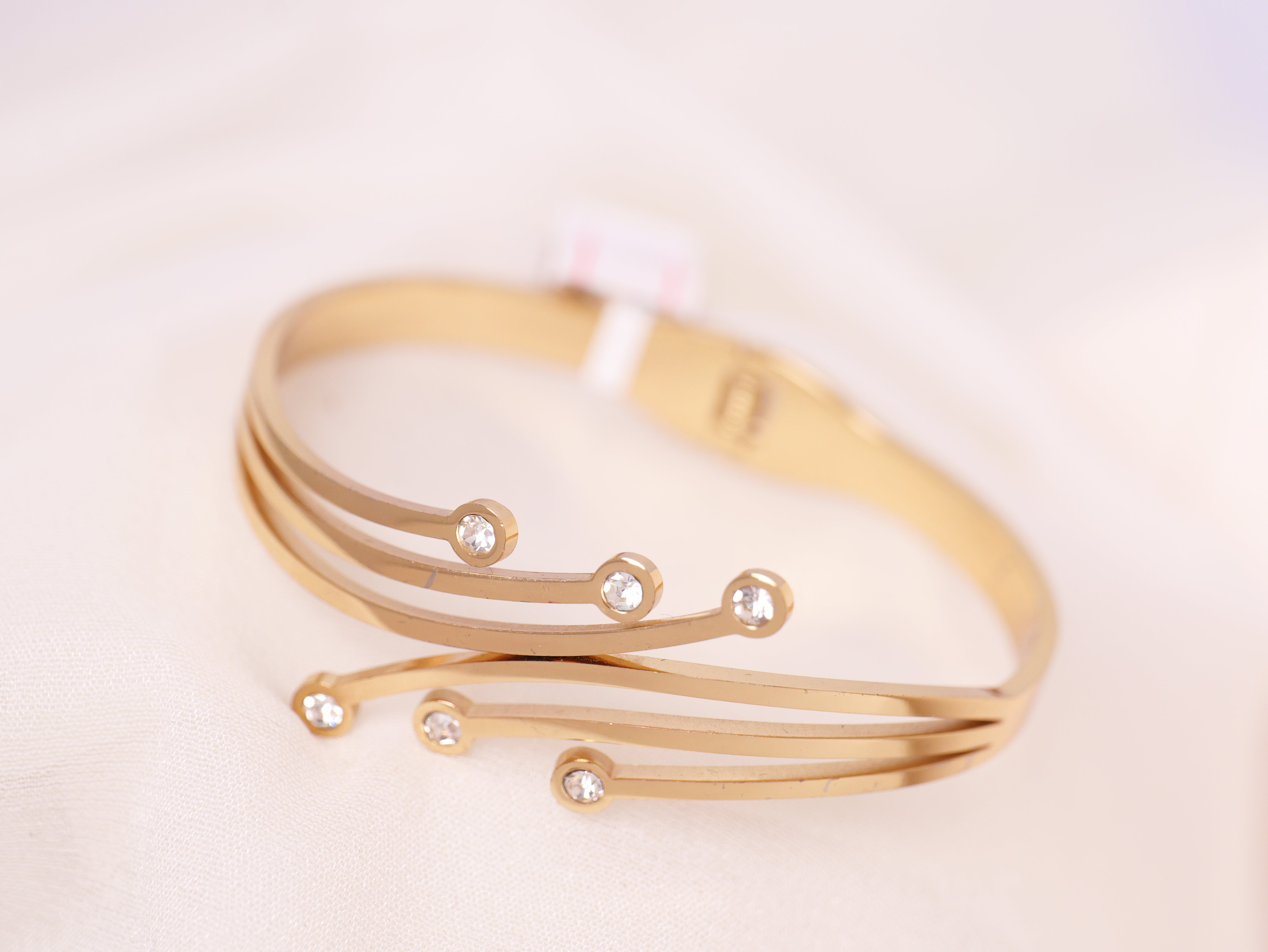 Crystal Wave Gold Cuff Bracelet