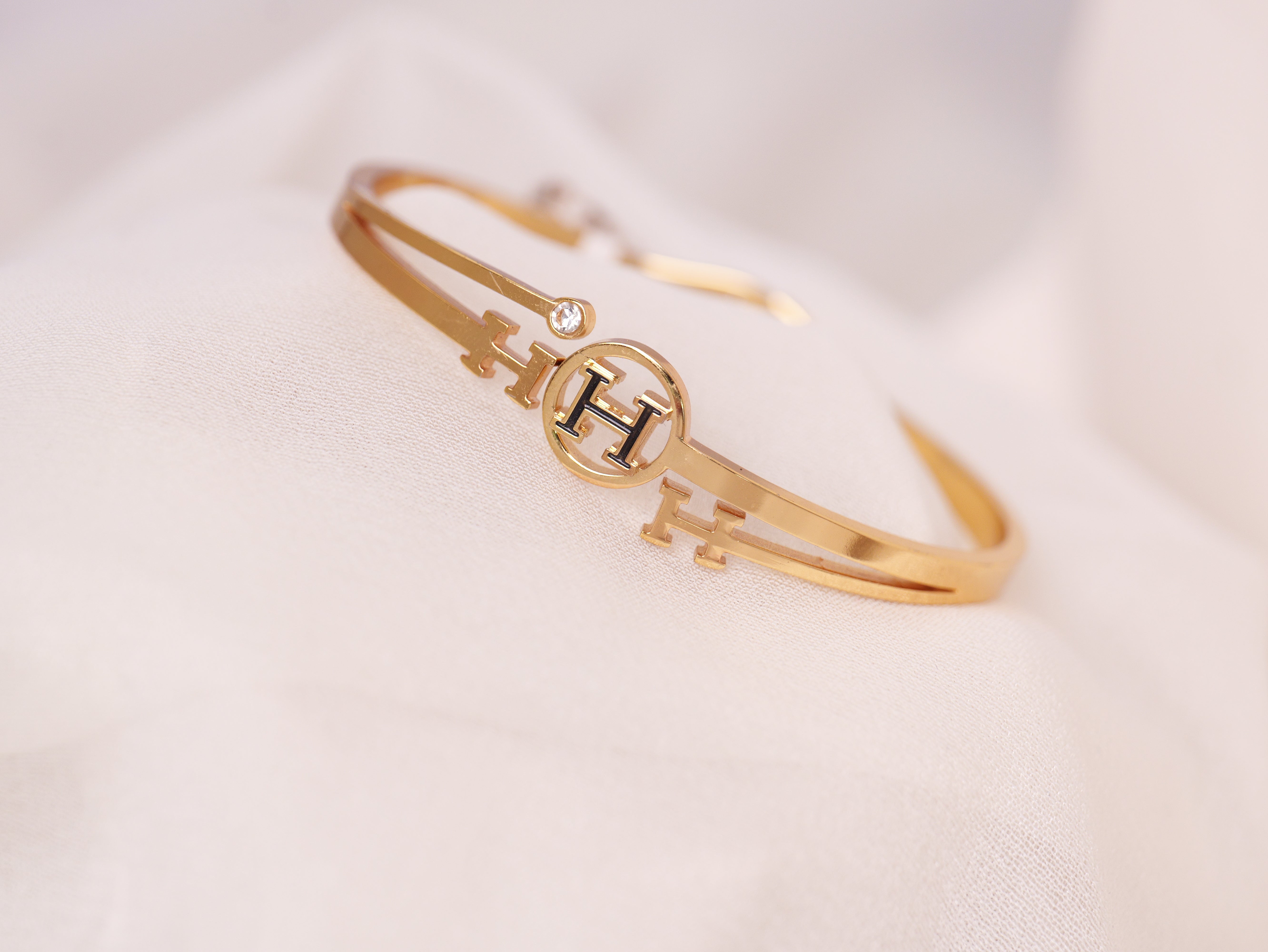 Signature Emblem Gold Cuff Bracelet