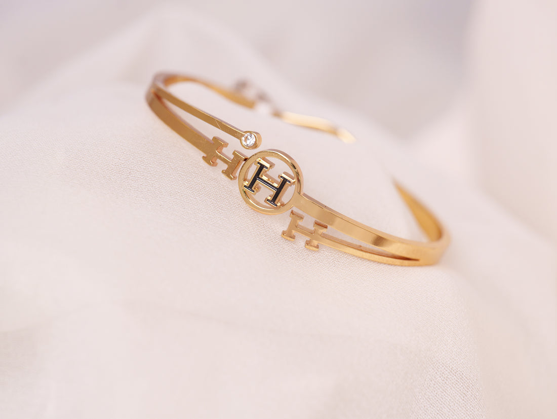 Signature Emblem Gold Cuff Bracelet