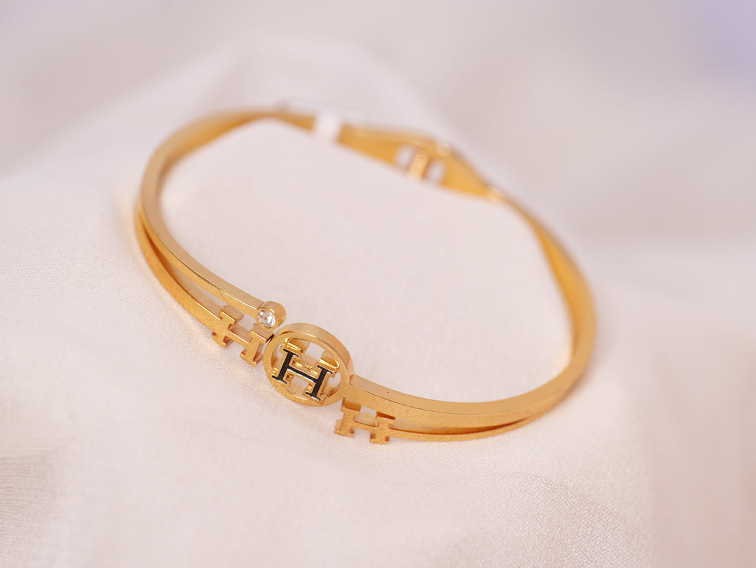Signature Emblem Gold Cuff Bracelet