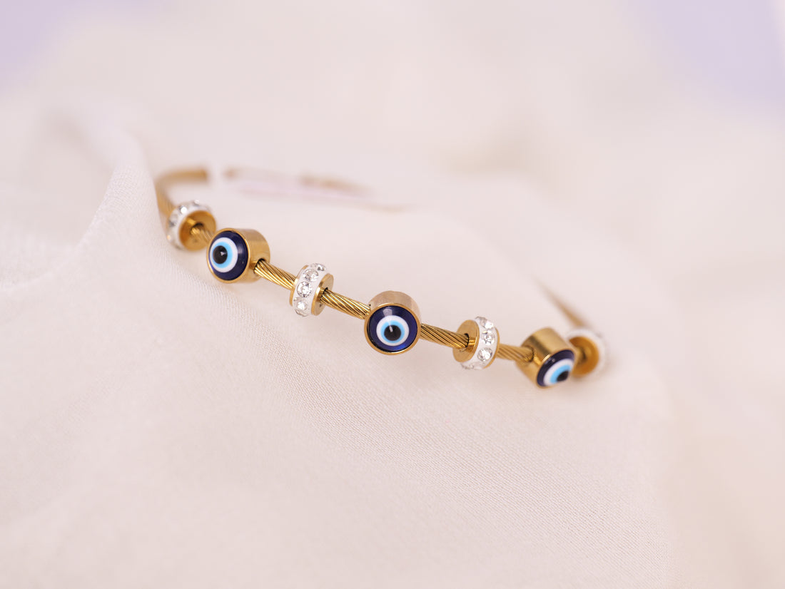 Evil Eye Charm Cable Bracelet