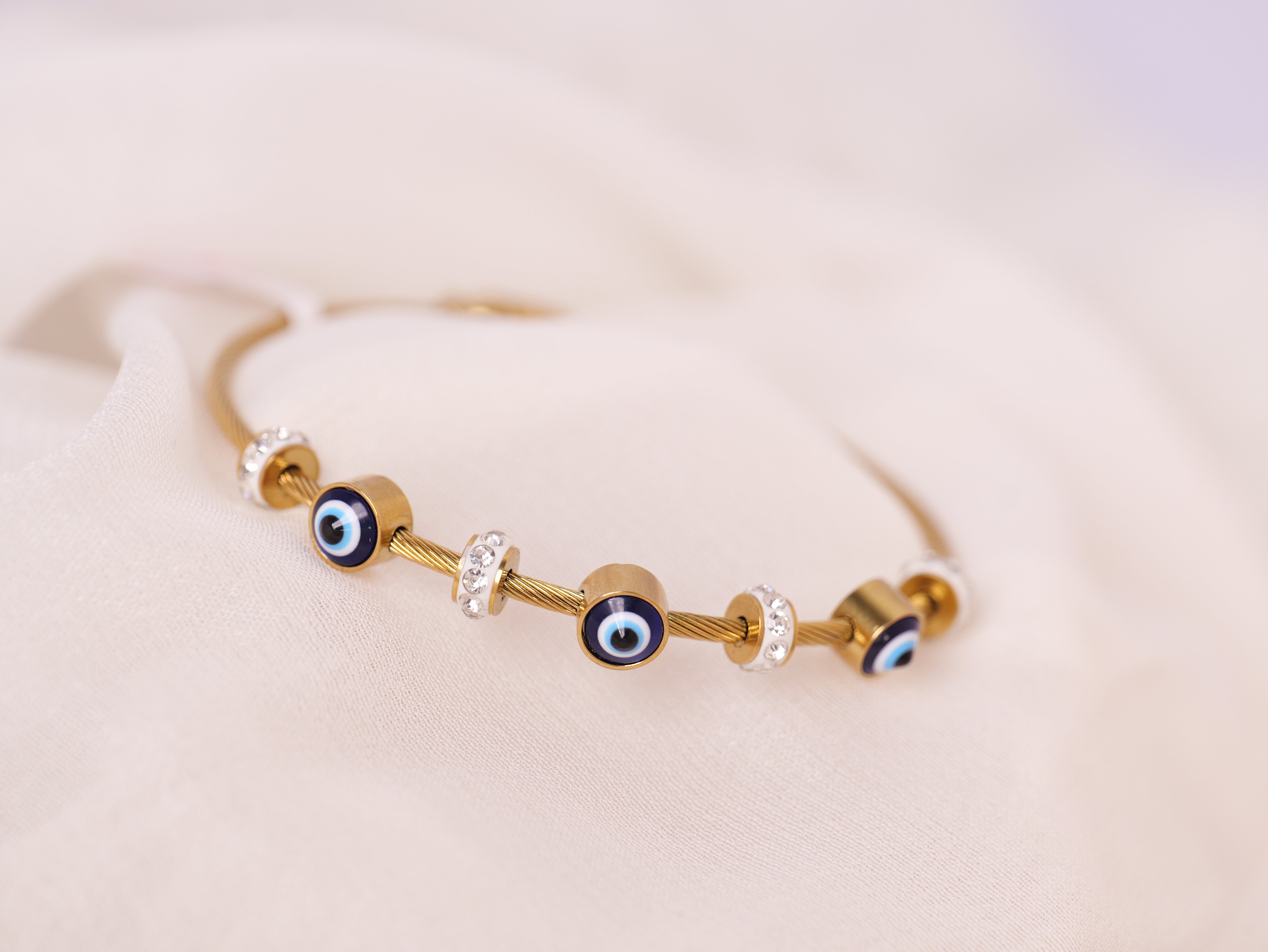 Evil Eye Charm Cable Bracelet